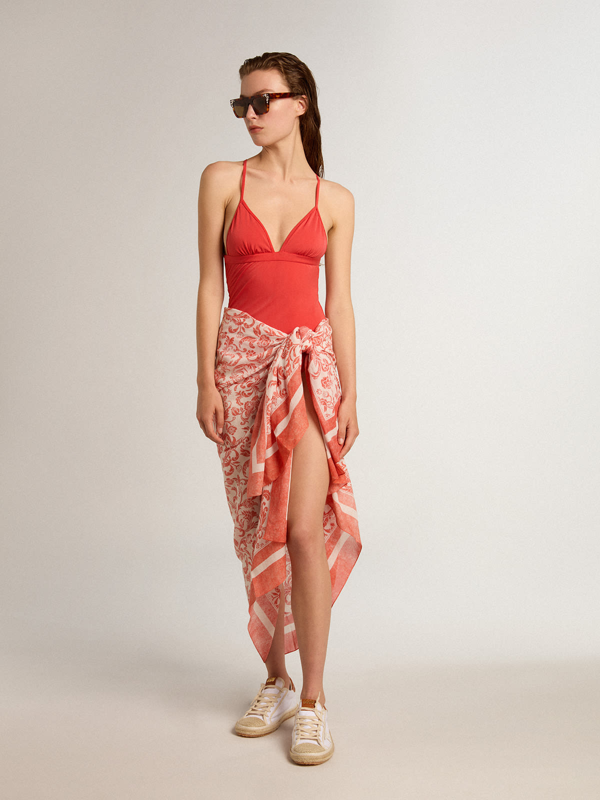 Golden Goose - Coral-red one-piece swimsuit in 