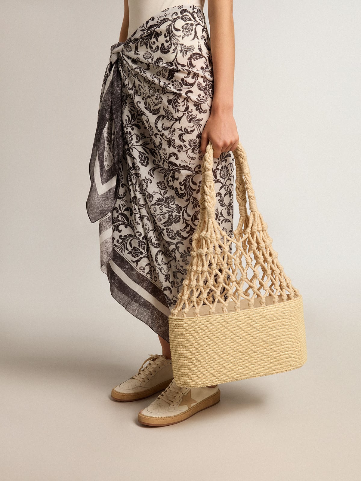 Golden Goose - Lido bag in raffia and braided cotton macramé in 