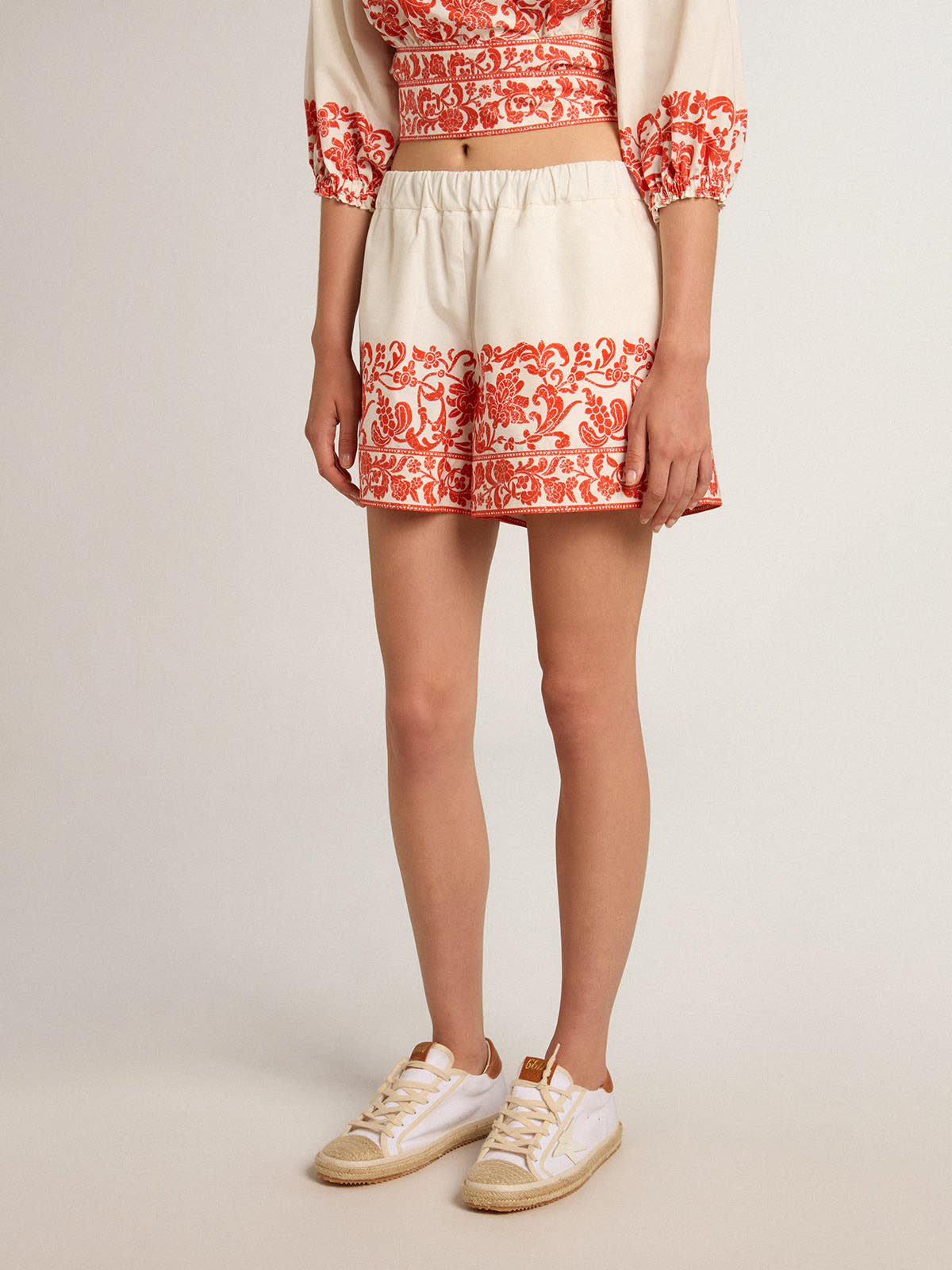 Golden Goose - Cotton shorts with seasonal print  in 