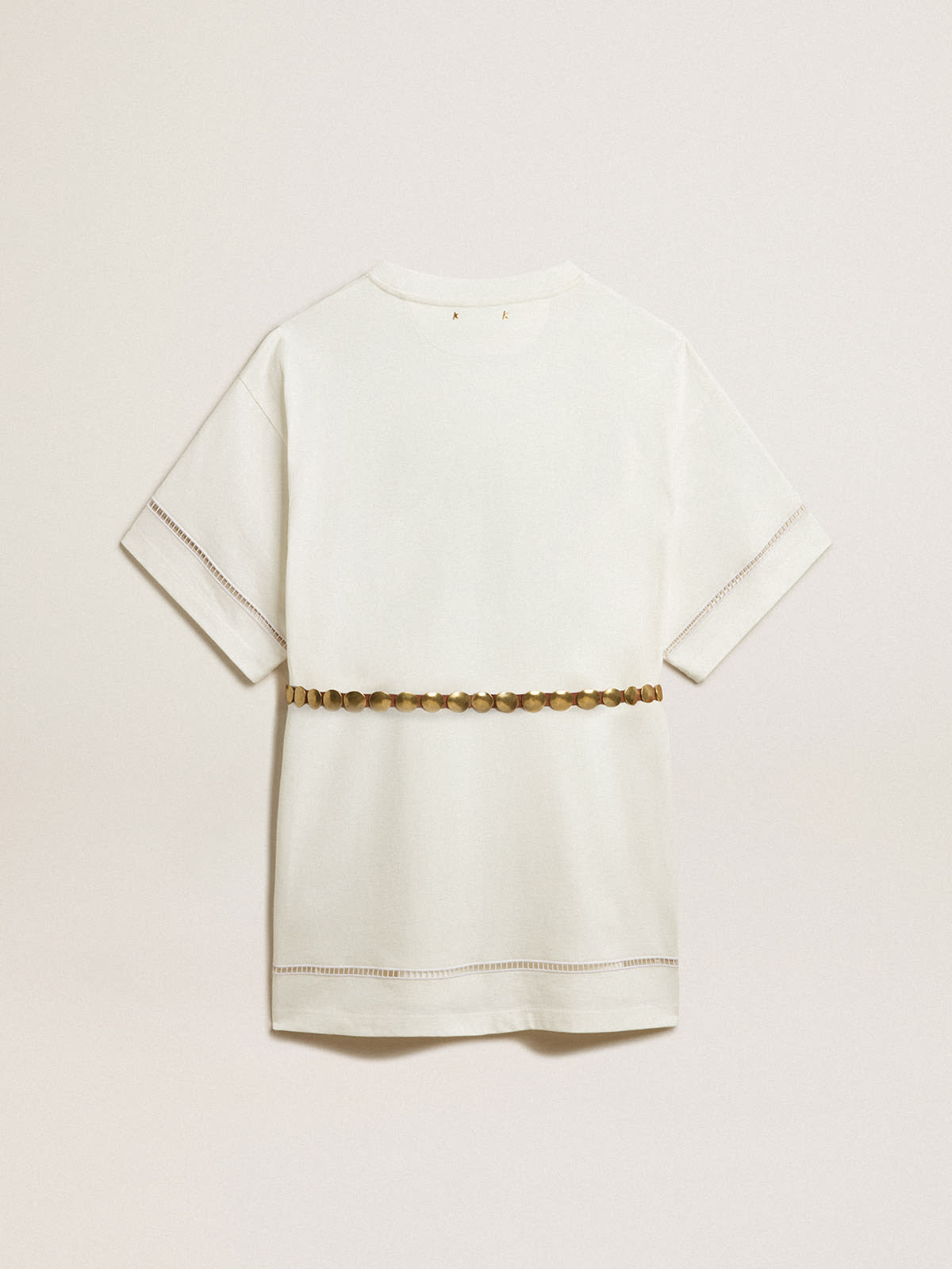 Golden Goose - Vestido camiseta en algodón color blanco con cinta in 