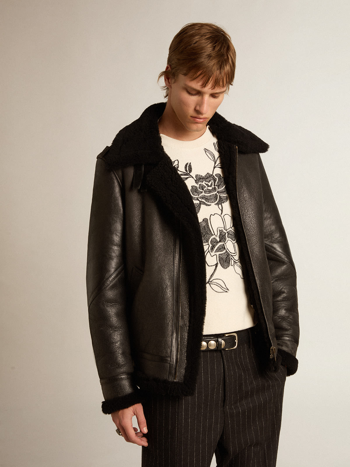 Golden goose black store shearling