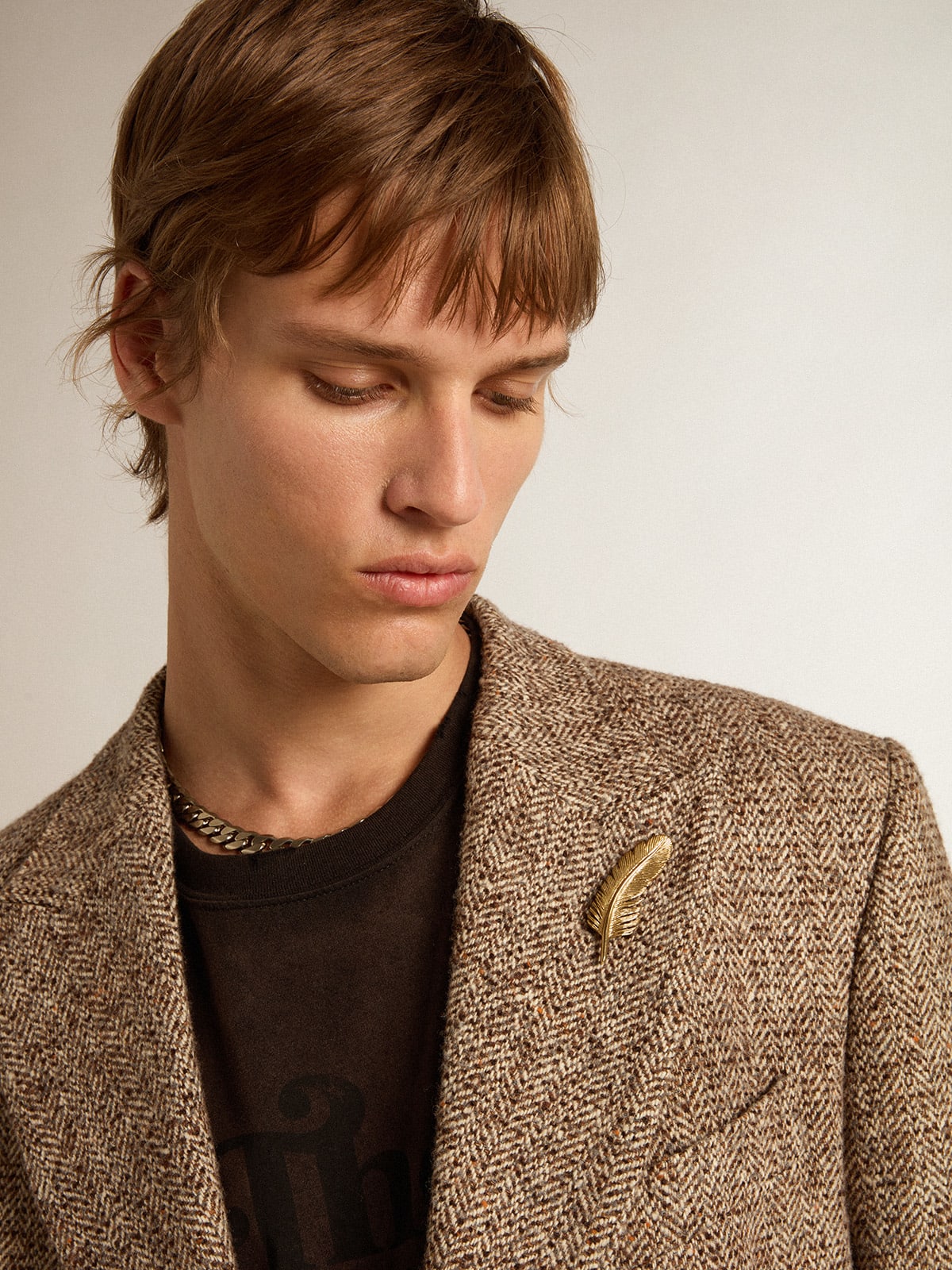 Golden Goose - Men’s brown double-breasted blazer with button fastening  in 