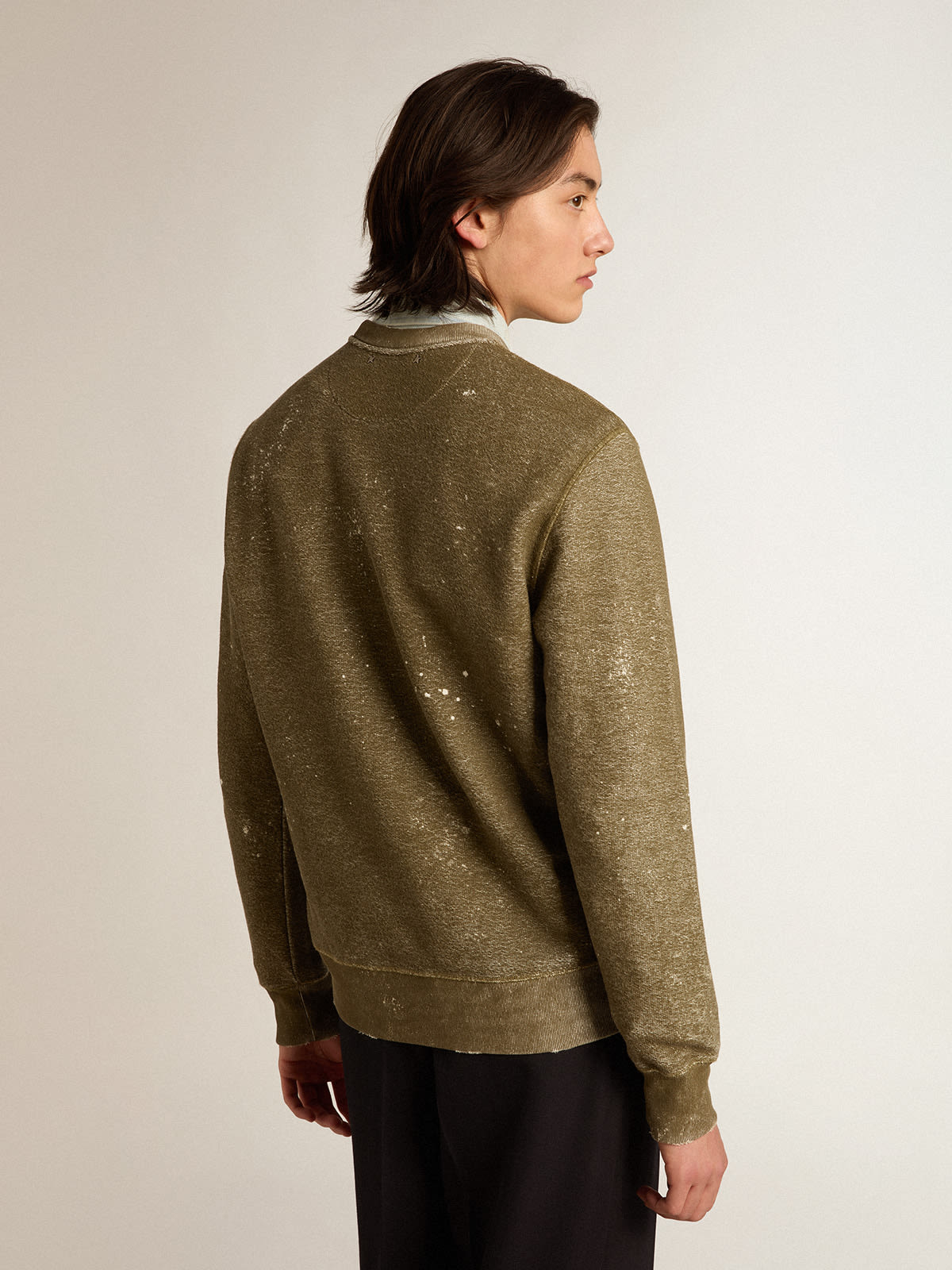 Golden Goose - Sweat-shirt en coton couleur hêtre effet vintage in 