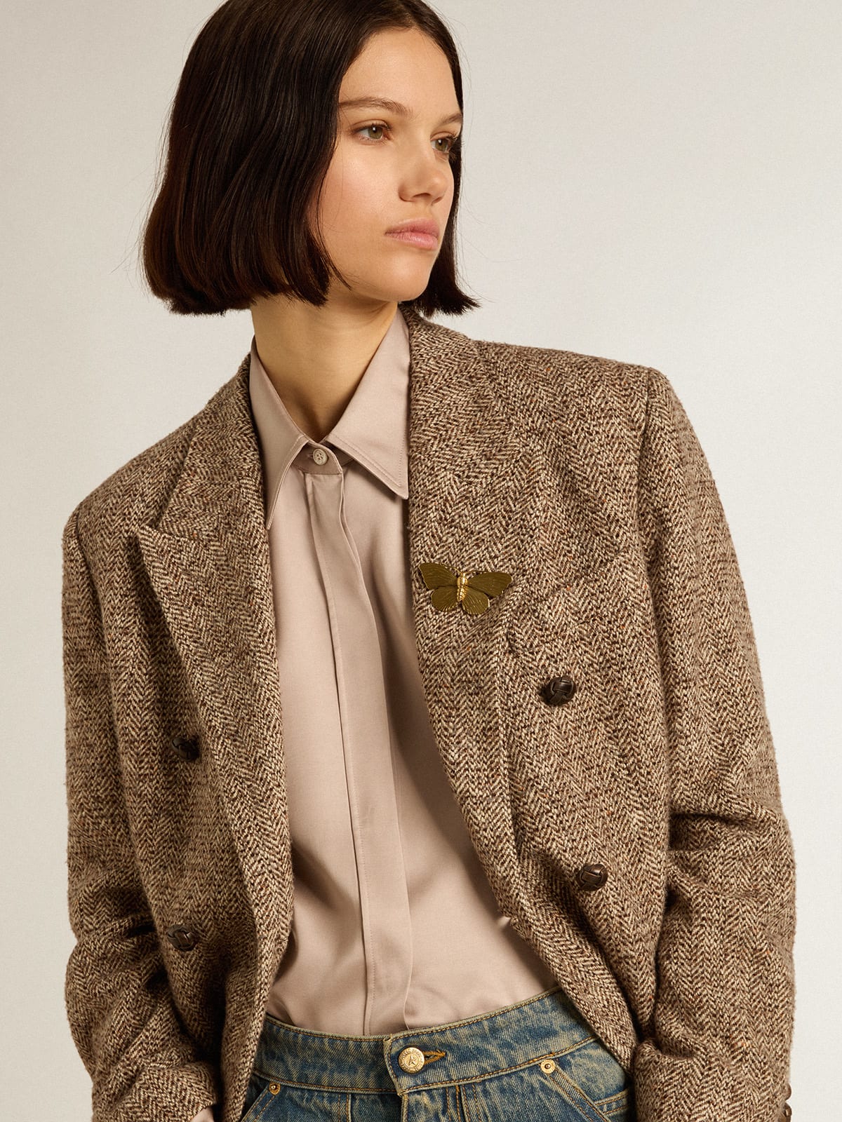 Women's double breasted hotsell blazer with gold buttons