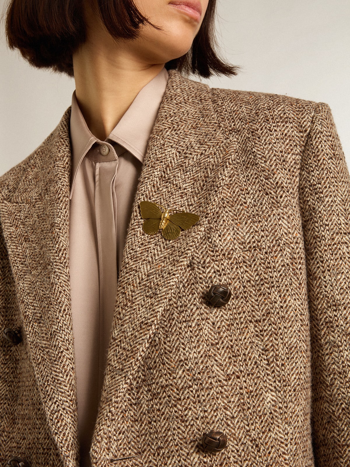 Golden Goose - Blazer de mujer con cierre cruzado con botones de color marrón  in 
