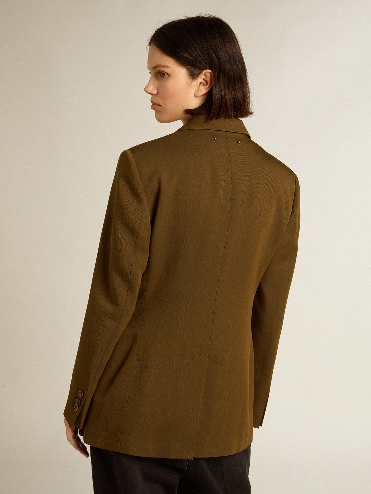 Golden Goose - Single-breasted jacket in beech-colored wool with horn buttons in 