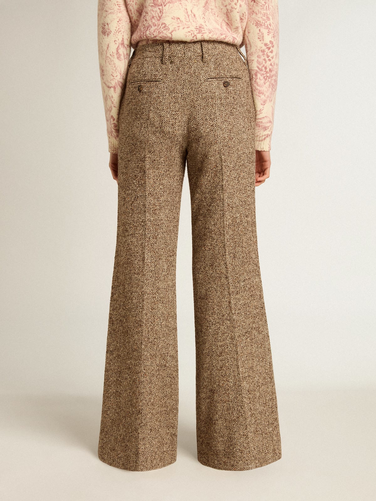 WOMAN GOLDEN GOOSE BROWN SAND VIRGIN WOOL PANT WIDE LEG