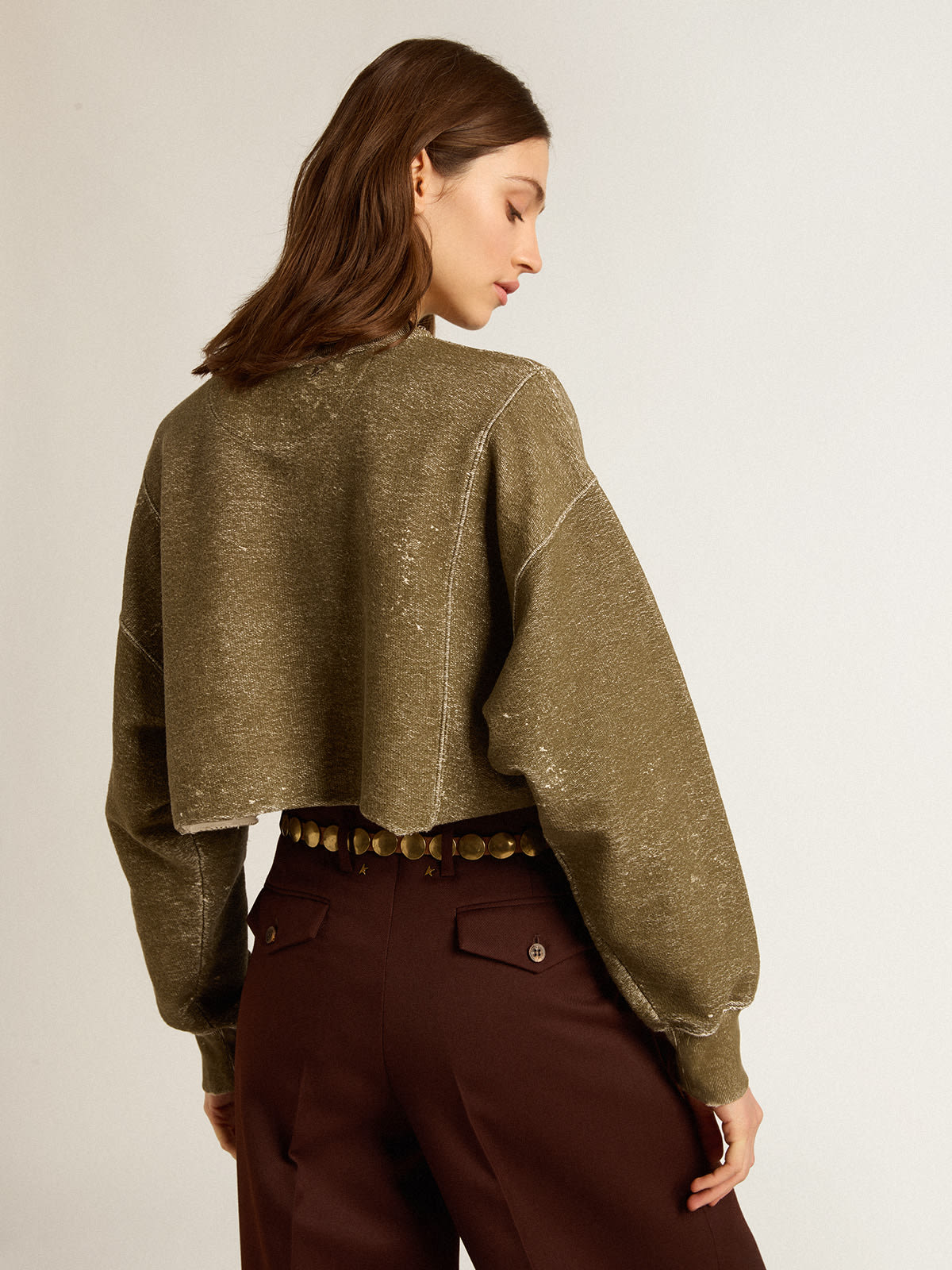 CROP SWEATSHIRT / GREEN KHAKI