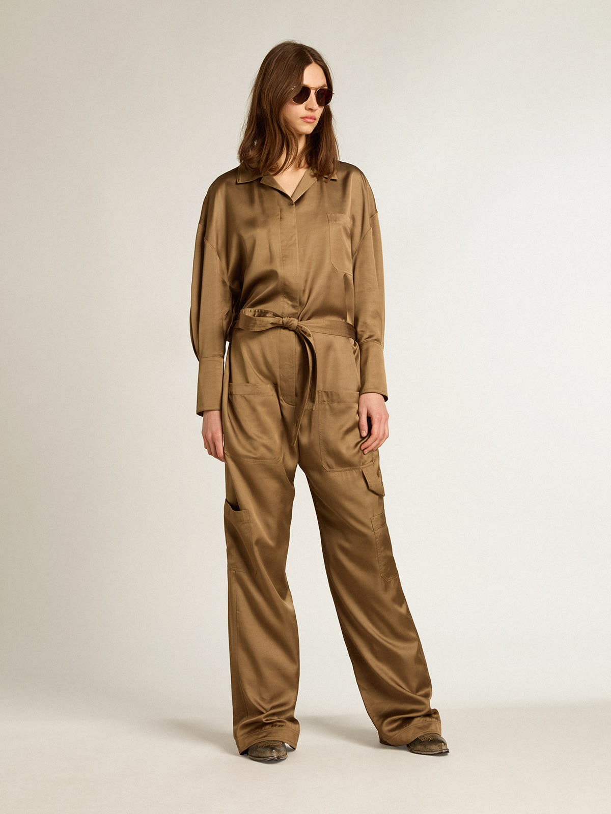 FULL LENGTH GABARDINE JUMPSUIT - Dark khaki