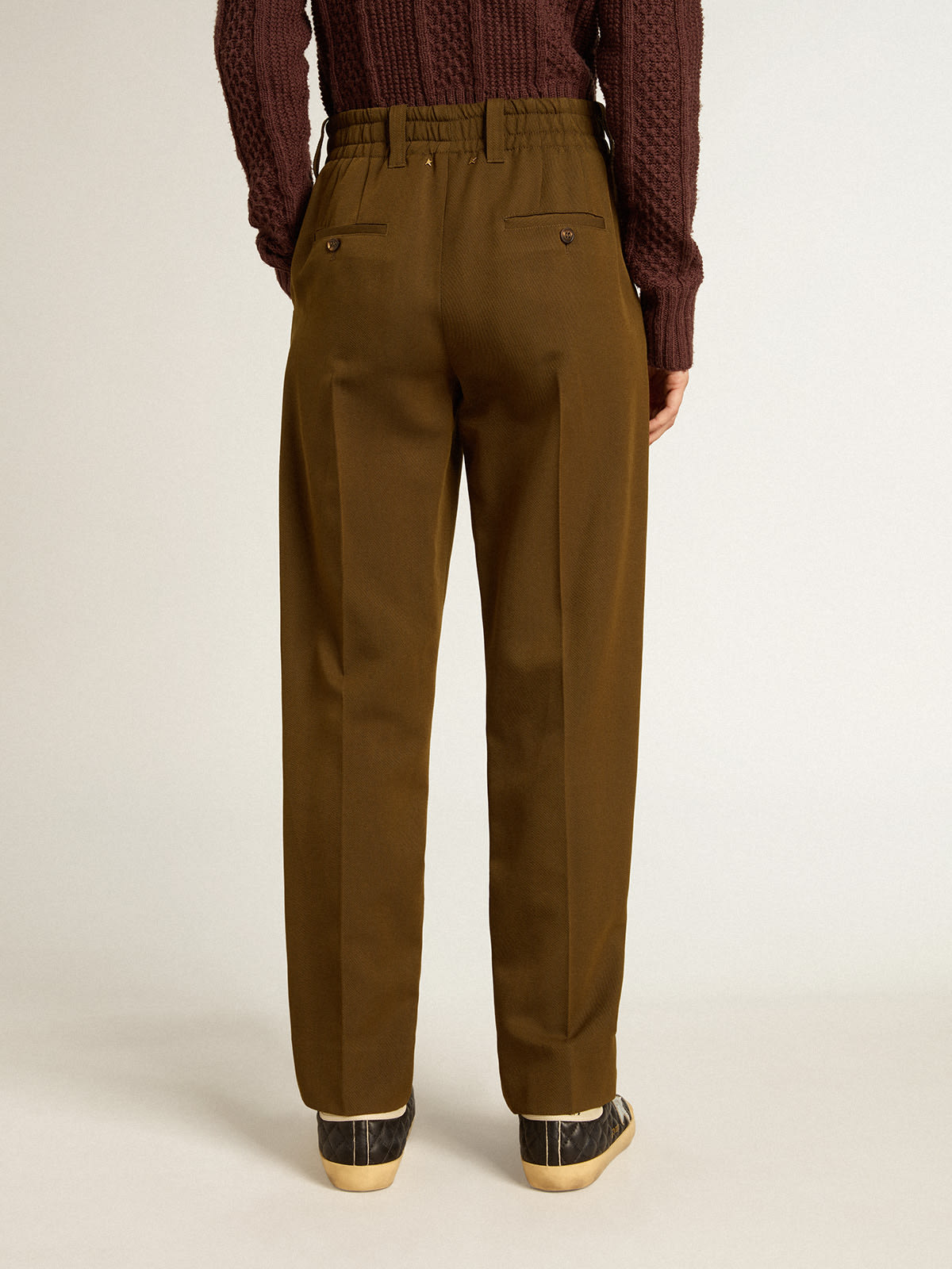 Beechcolored pants in wool and viscose blend Golden Goose