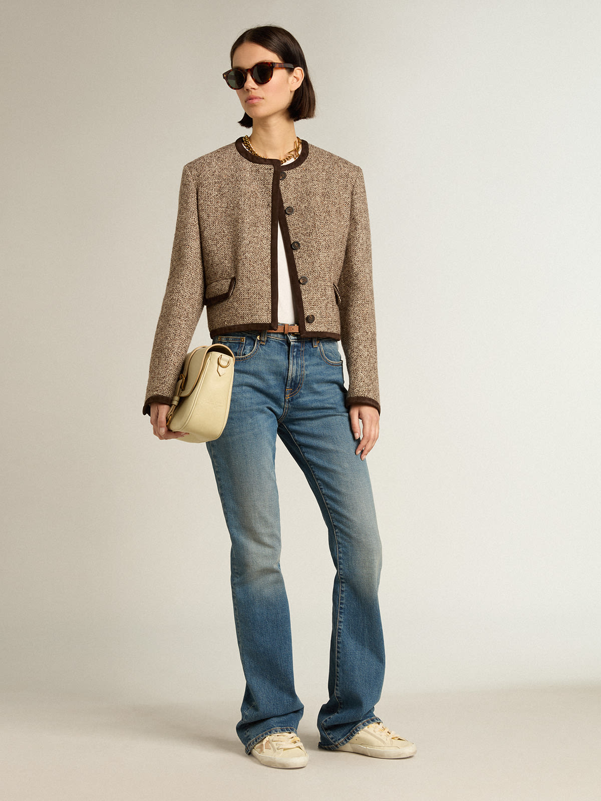 Golden Goose - Brown cropped jacket with button fastening in 