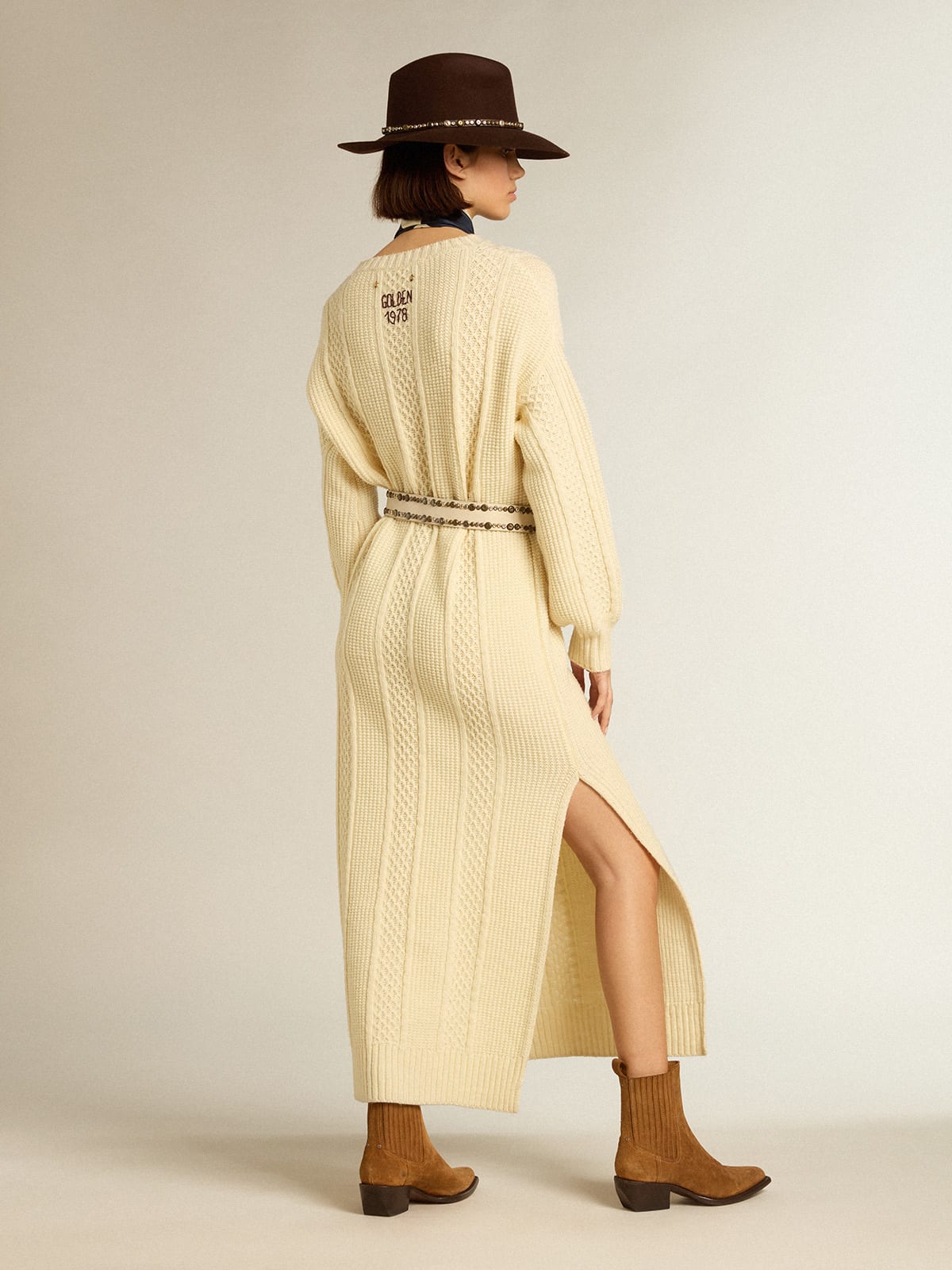 Golden Goose - Vestido en lana con bordado en la espalda in 