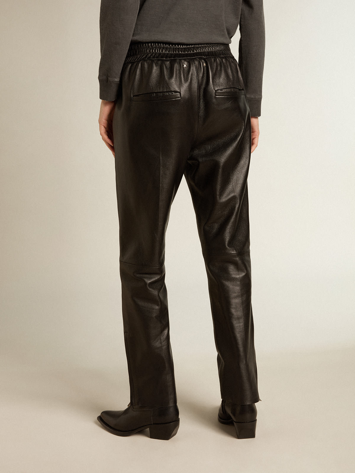 Leather best sale black joggers