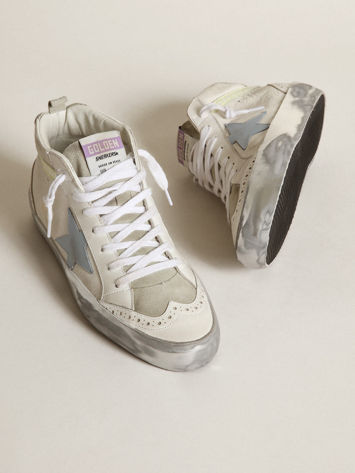 Golden Goose - Mid Star with light blue leather star and nappa flash with stars in 