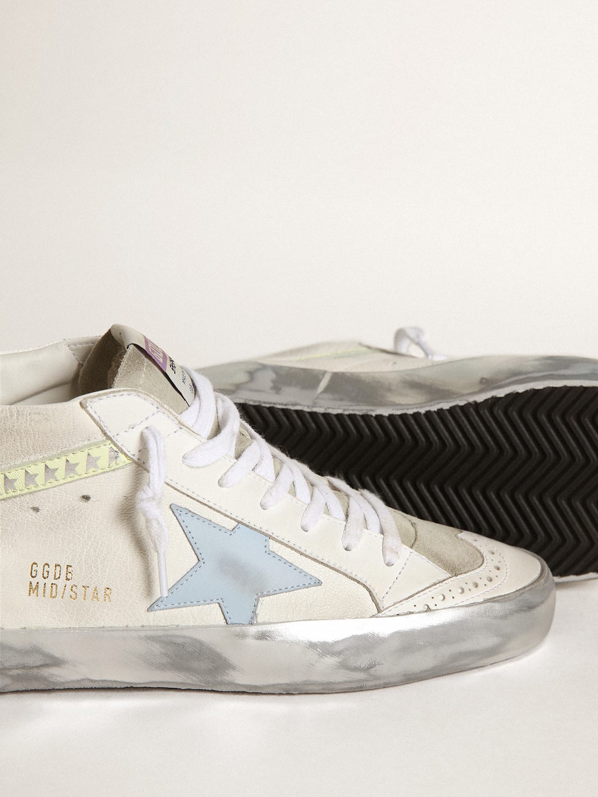 Golden Goose - Mid Star with light blue leather star and nappa flash with stars in 