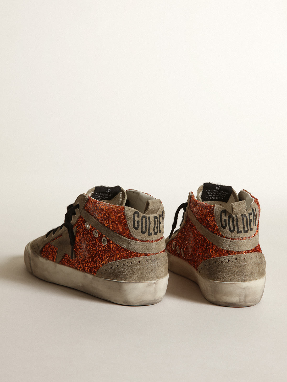 Golden Goose - Mid Star in cinnamon glitter with ice-gray suede star and flash in 