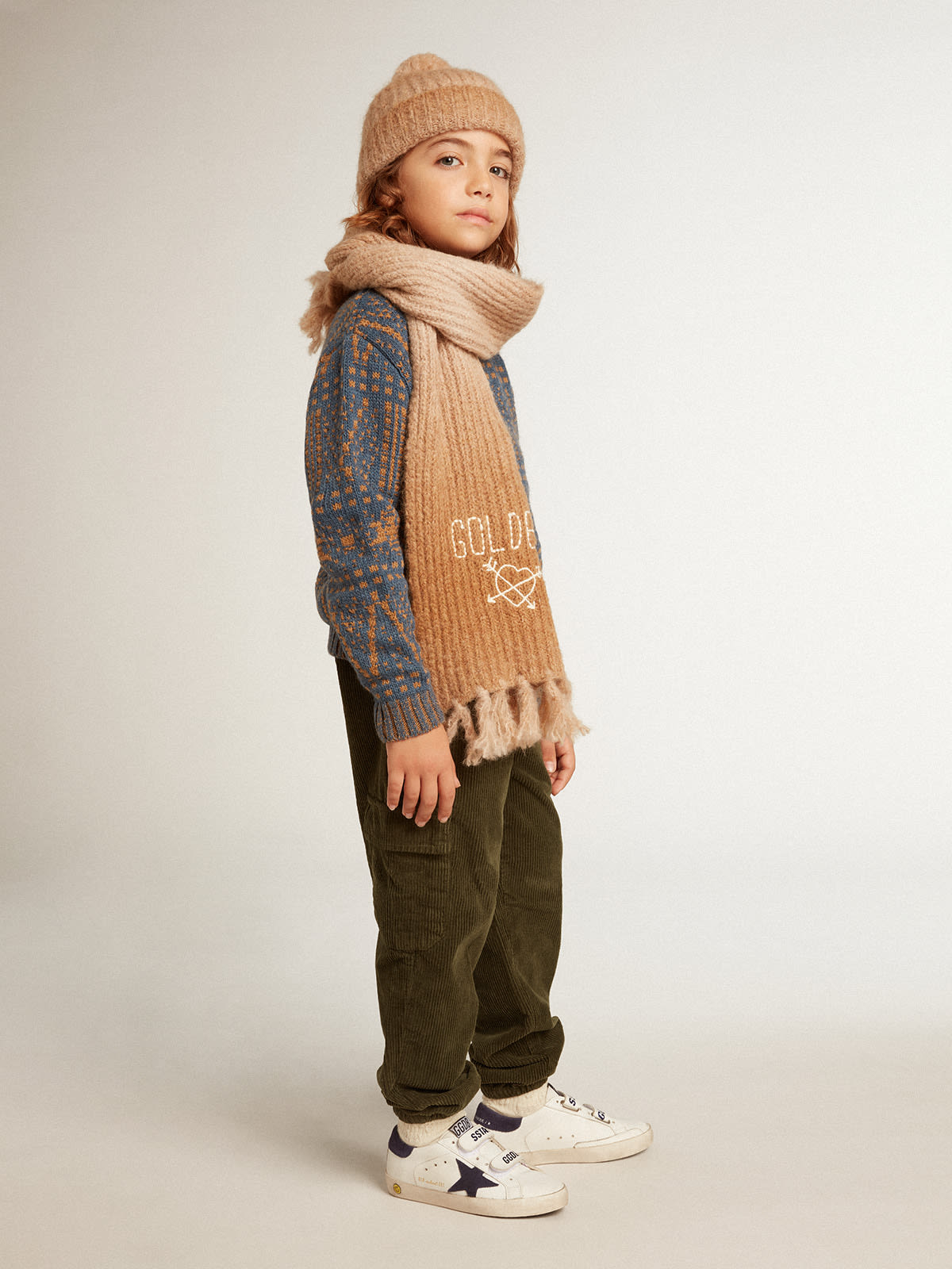 Boys' round-neck sweater with blue Fair Isle motif | Golden Goose