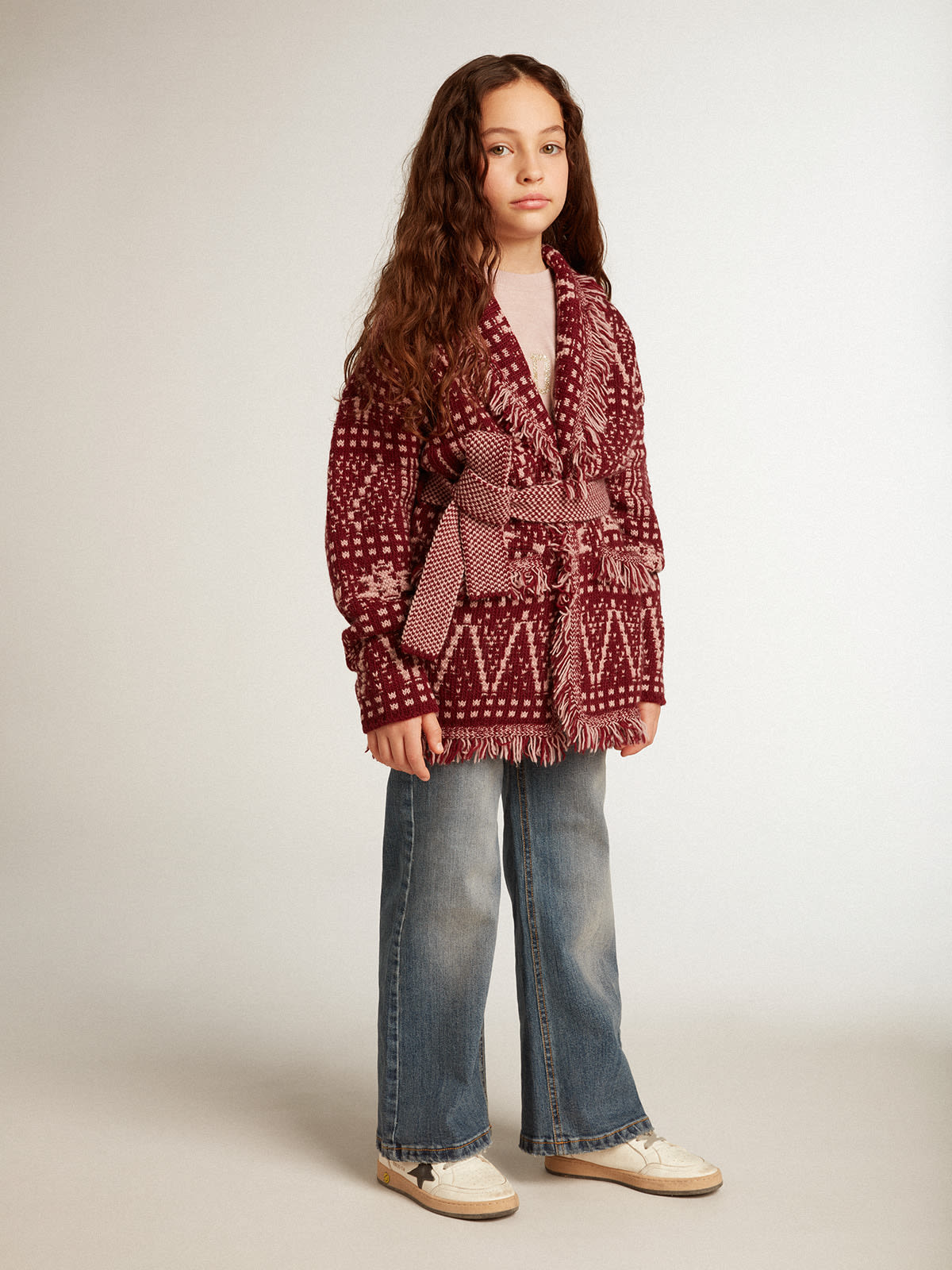 Girls burgundy outlet cardigan