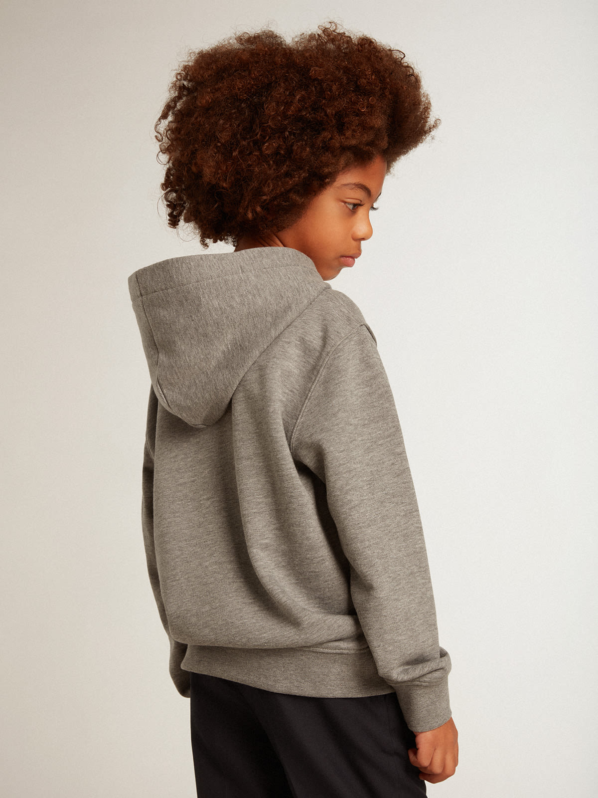 Golden Goose - Boys’ gray cotton hooded sweatshirt in 