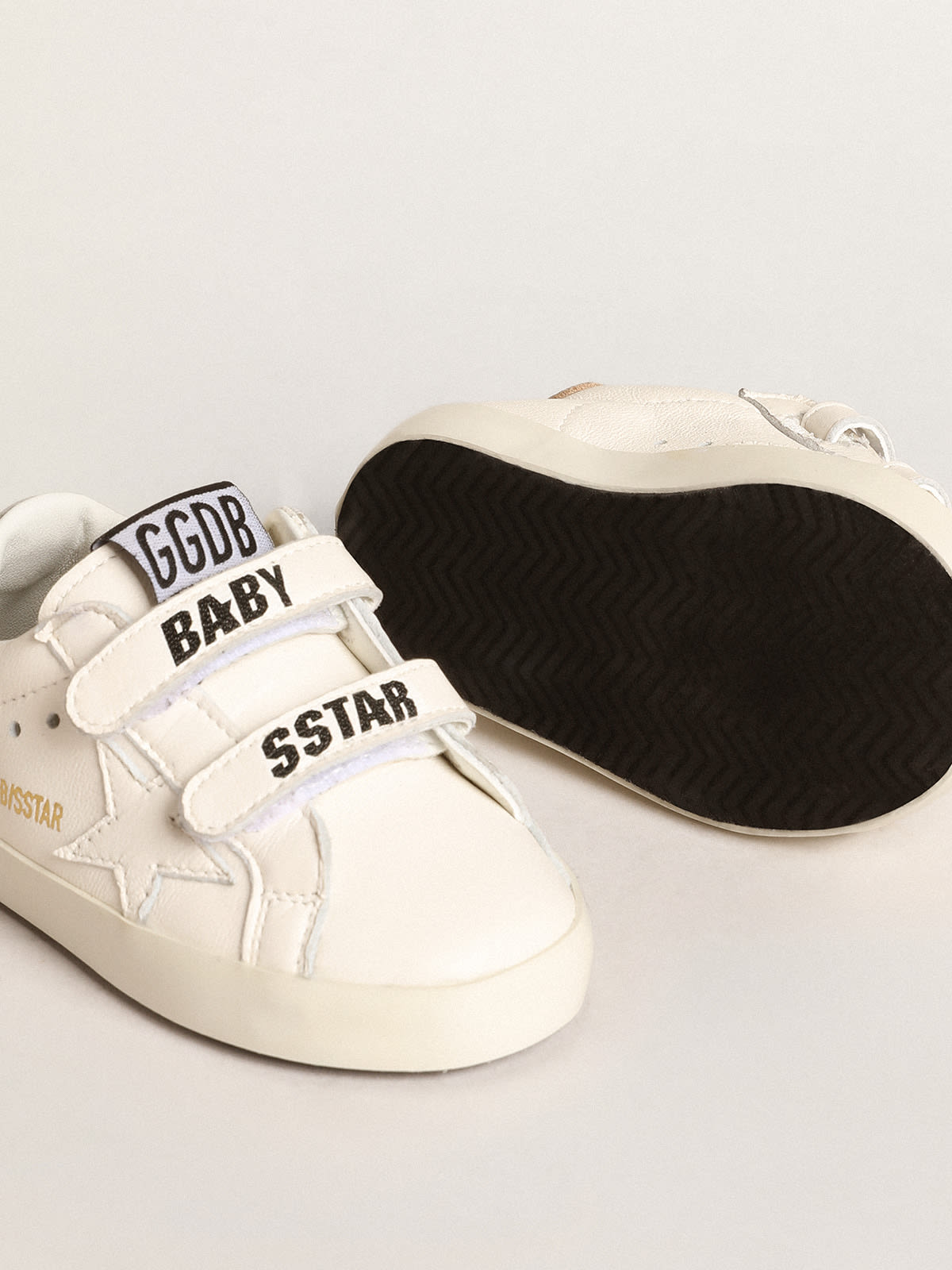 Golden Goose - Baby School set in white nappa leather with pink leather heel tab in 