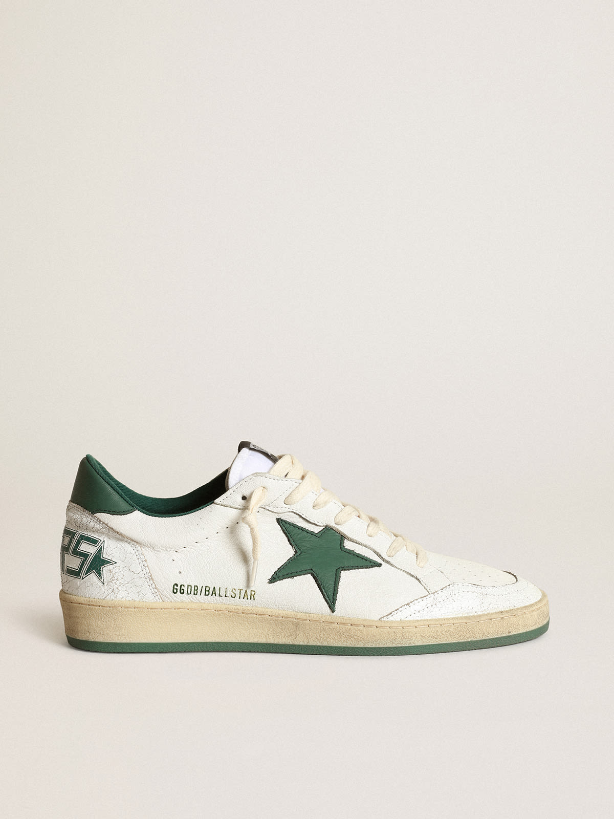 Women's Ball Star in white nappa leather with green leather star 