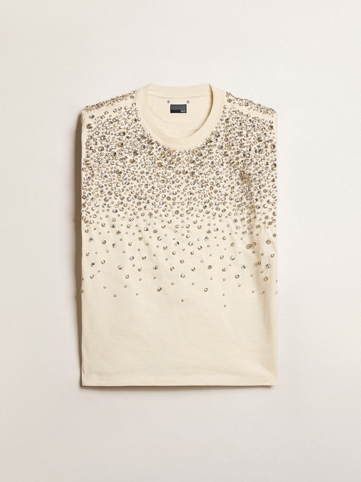 Golden Goose - Exclusive HAUS of Dreamers T-shirt in worn white with Swarovski embroidery  in 