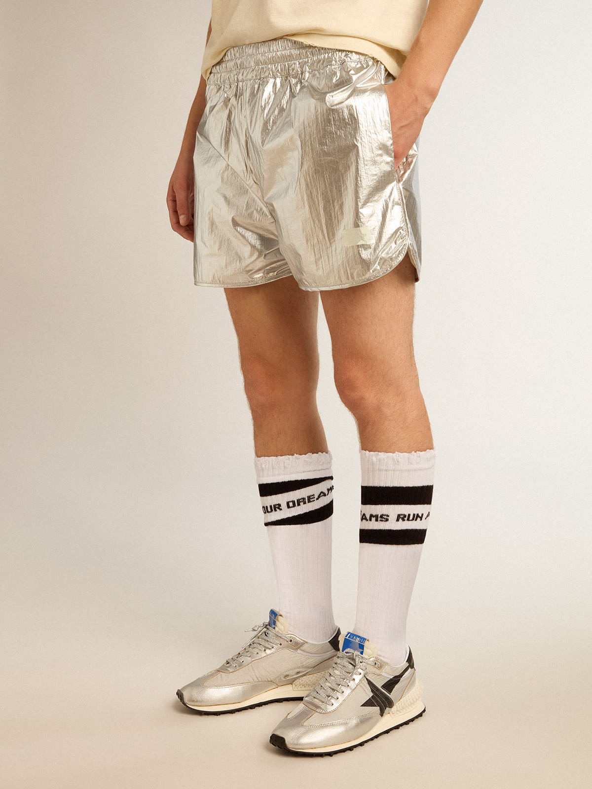 Metallic running shop shorts