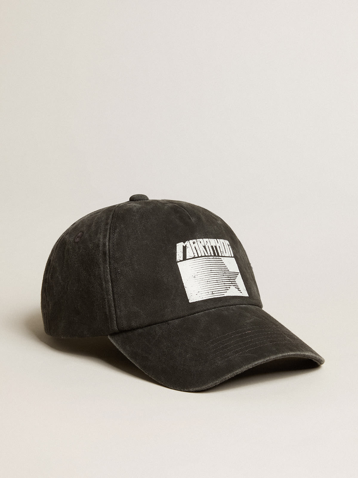 Anthracite gray cap with Marathon logo on the front Golden Goose