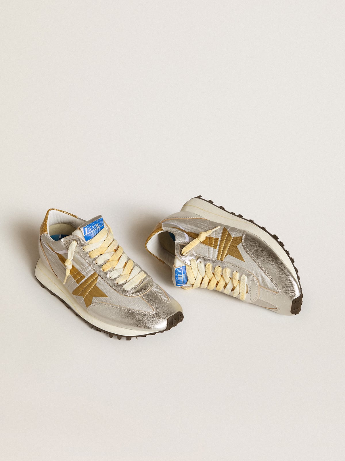 Golden Goose - Women’s Marathon with silver ripstop nylon upper and gold star in 