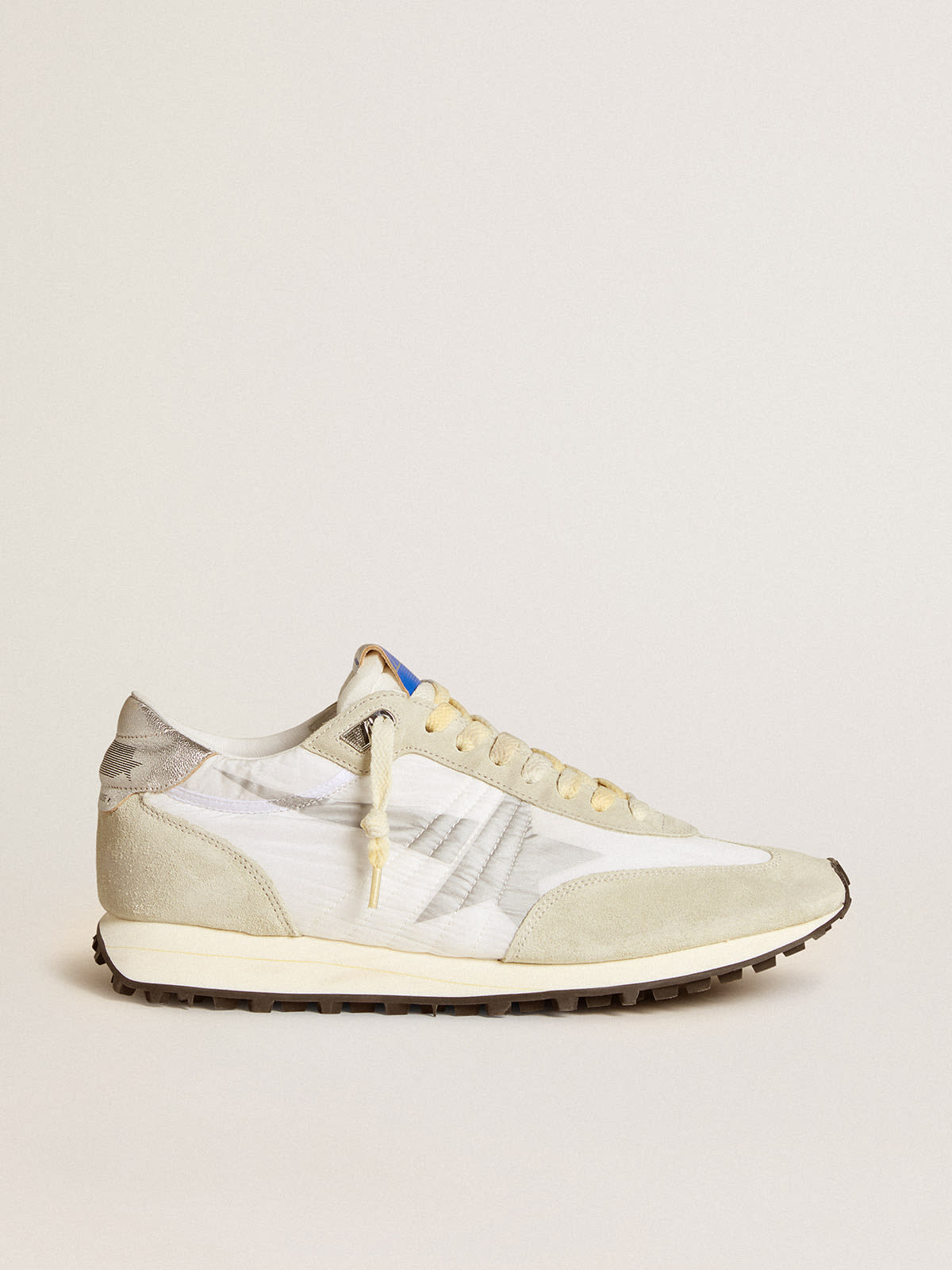 Men’s Marathon with white nylon upper and silver star | Golden Goose