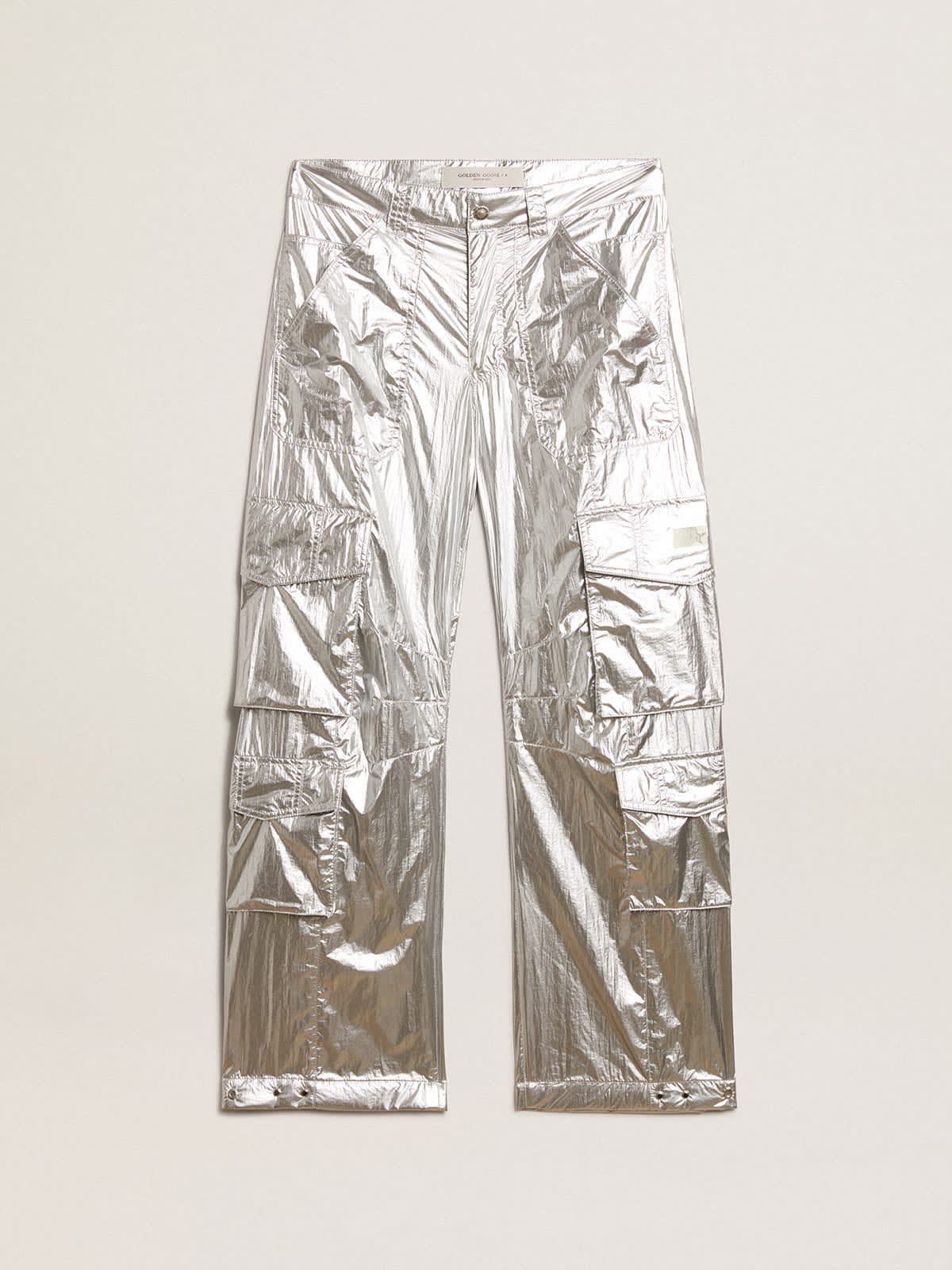 Golden Goose - Men's cargo pants in silver technical fabric in 