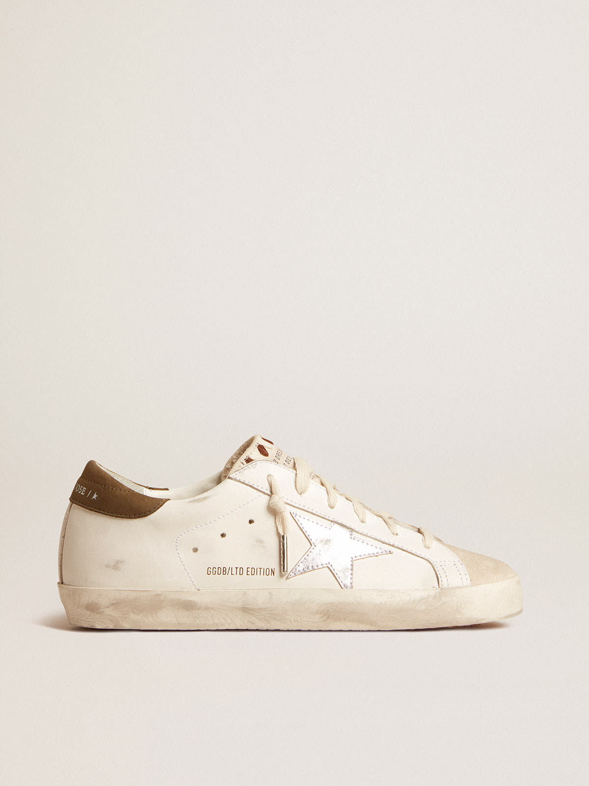 Golden Goose - Super-Star LTD with metallic silver leather star and brown heel tab in 