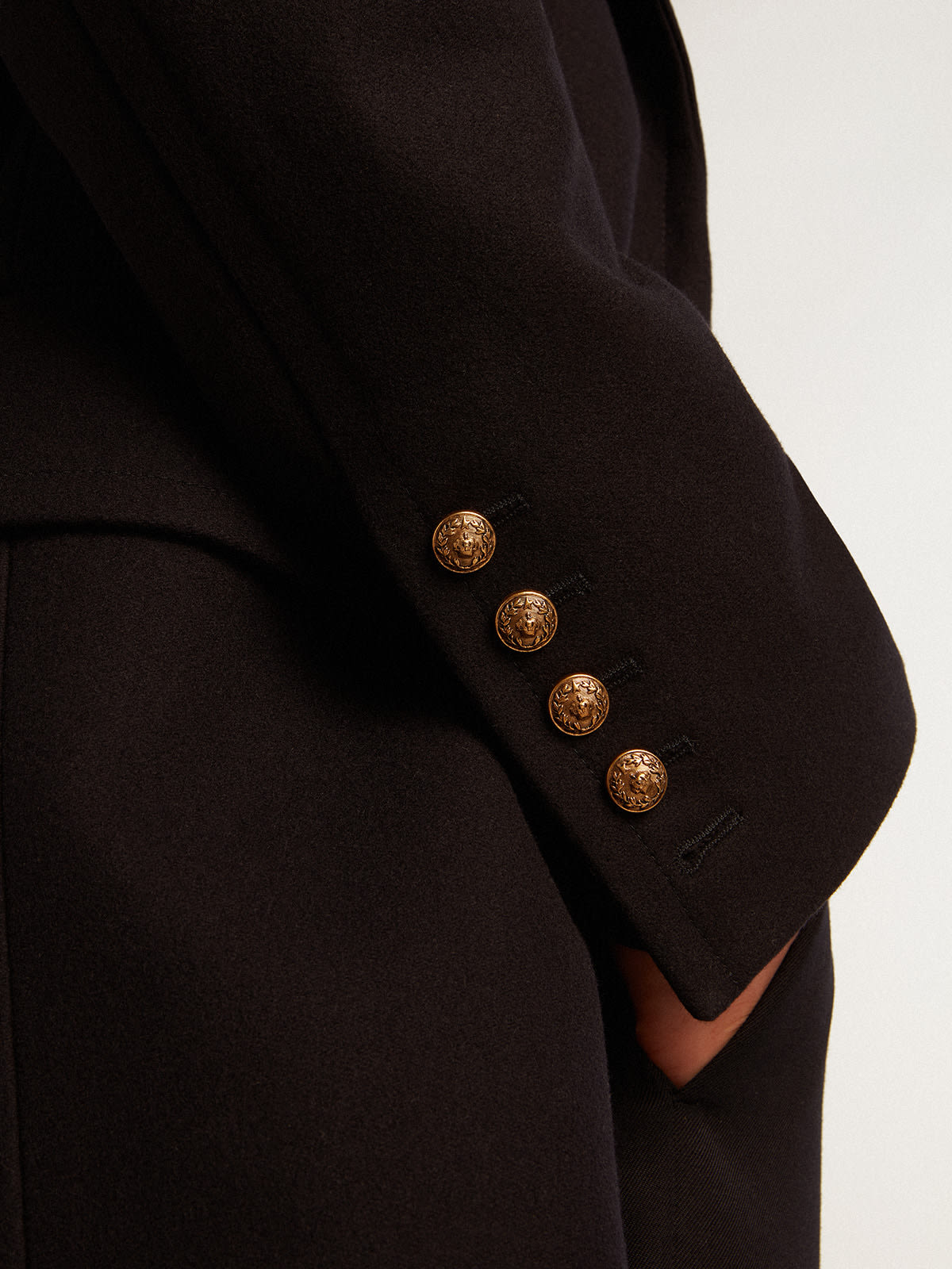 Golden Goose - Abrigo de doble botonadura de lana azul con botones dorados para hombre in 