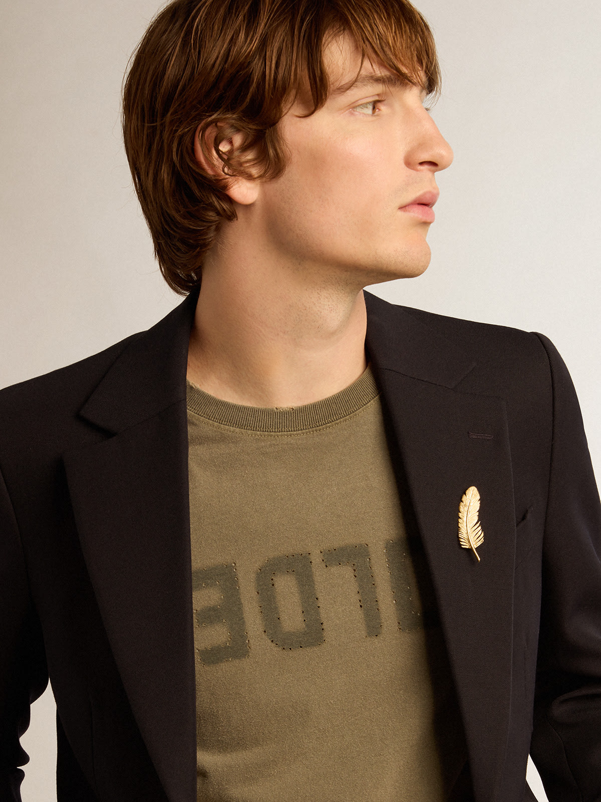 Men's pale beech-colored double-breasted blazer