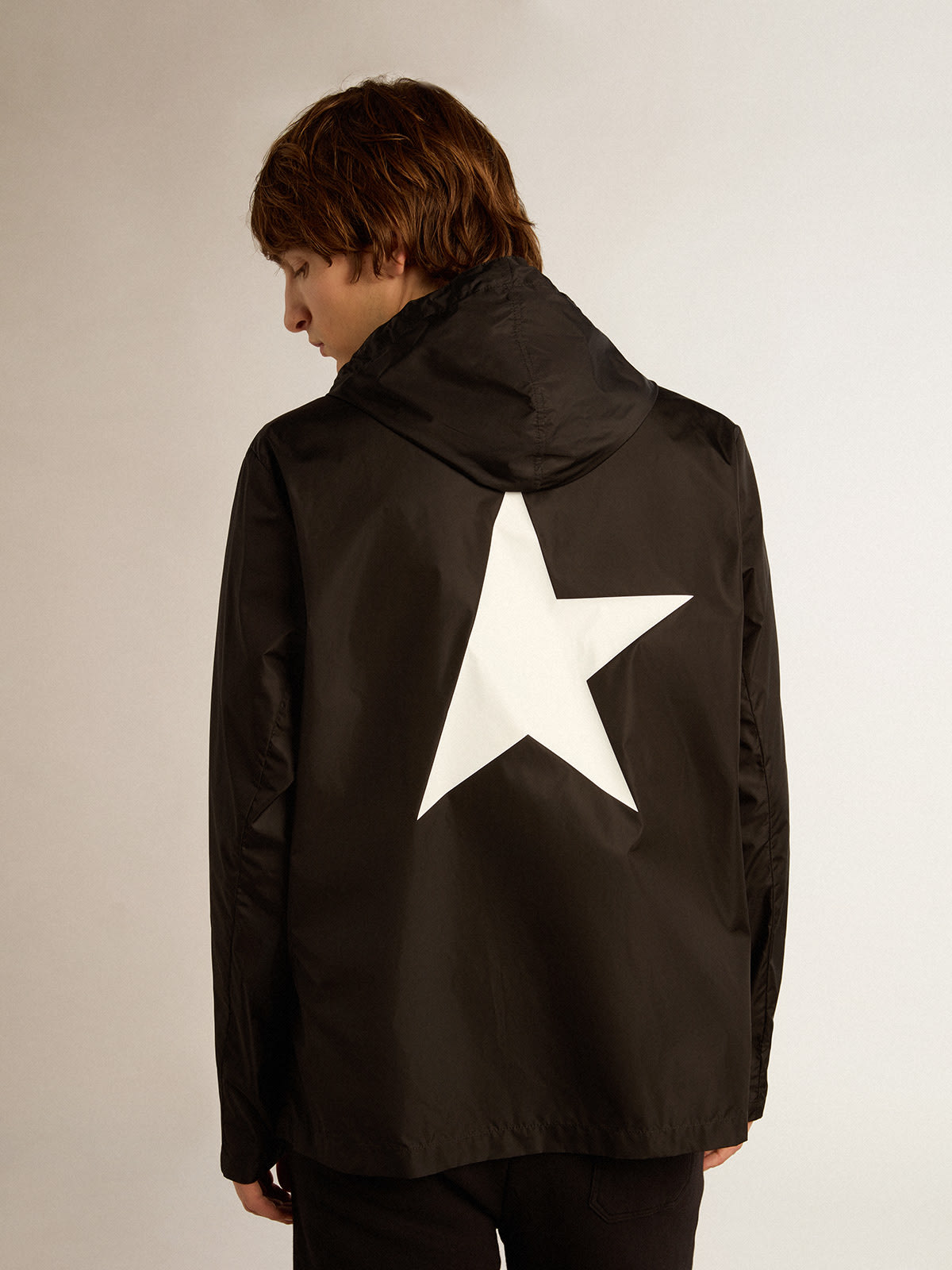 Golden Goose - Men's windcheater with contrasting white logo and star in 