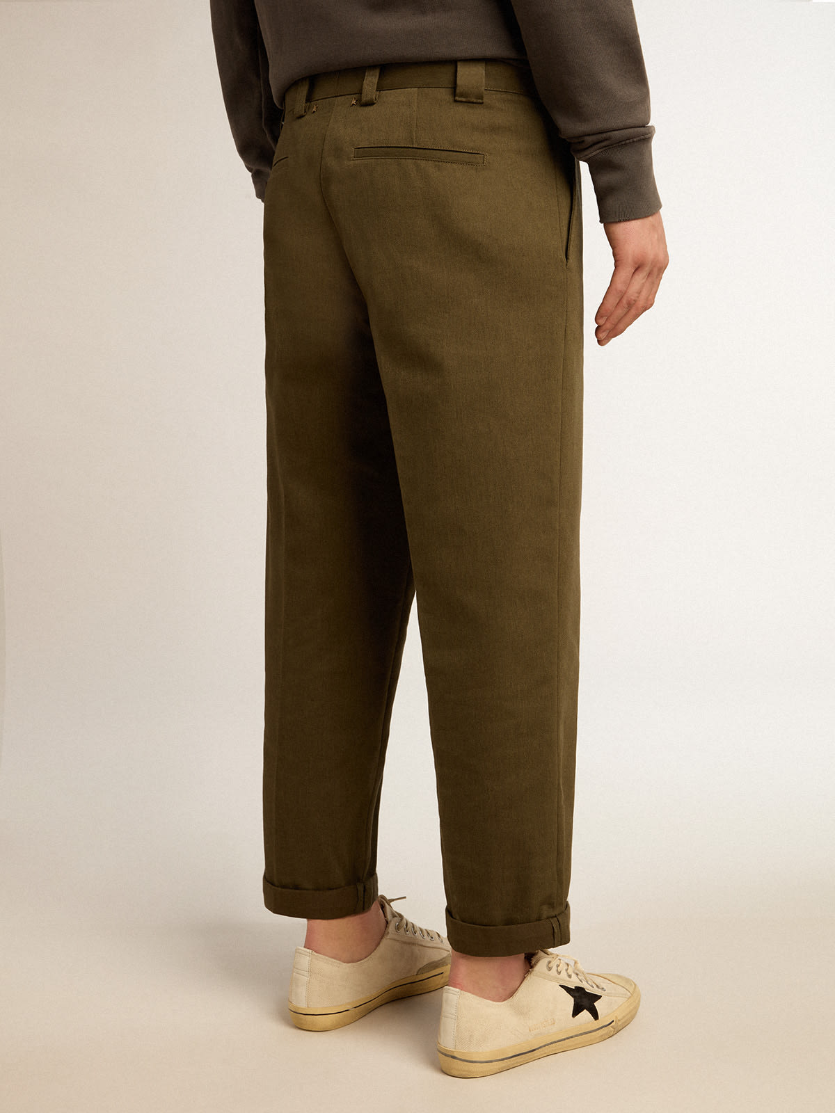 Golden Goose - Pantalone chino Golden Collection color verde militare in 