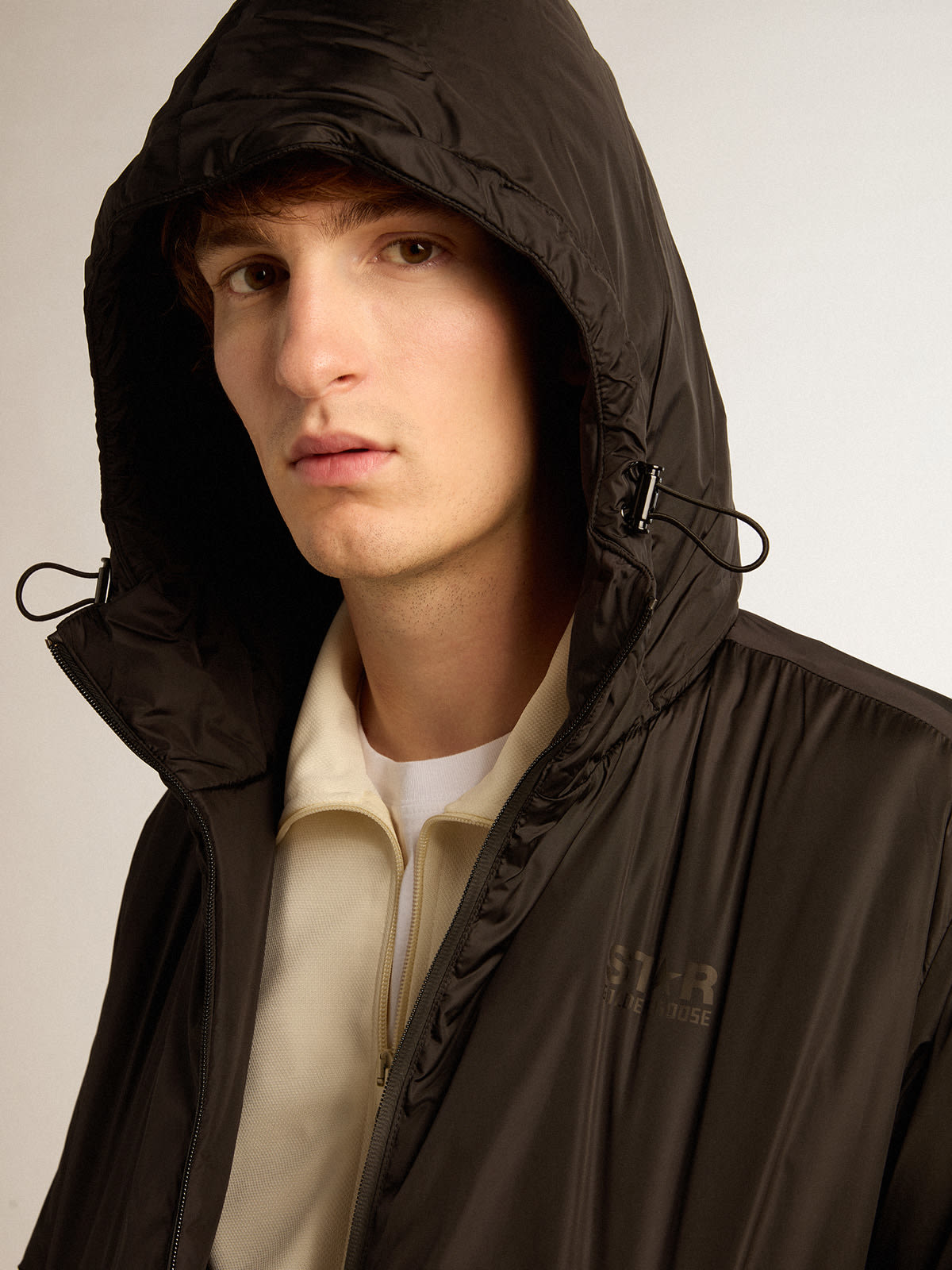 CONTRASTING HOODED BLAZER - Black