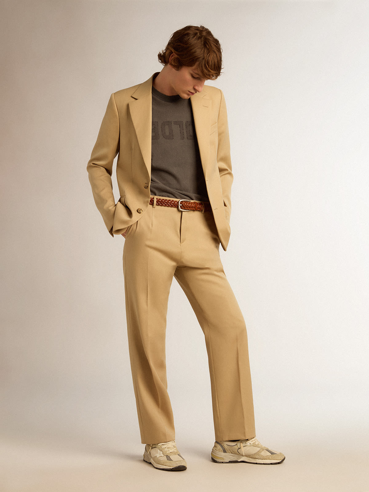 Golden Goose - Men’s wool gabardine pants in sand in 