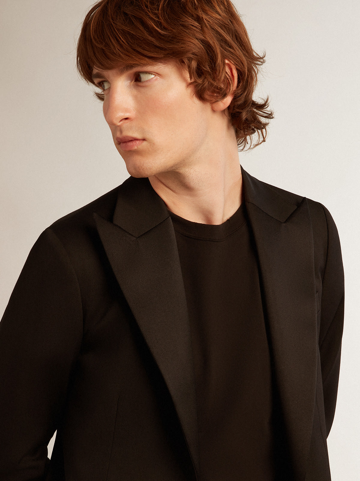 Men's tuxedo jacket in black wool gabardine