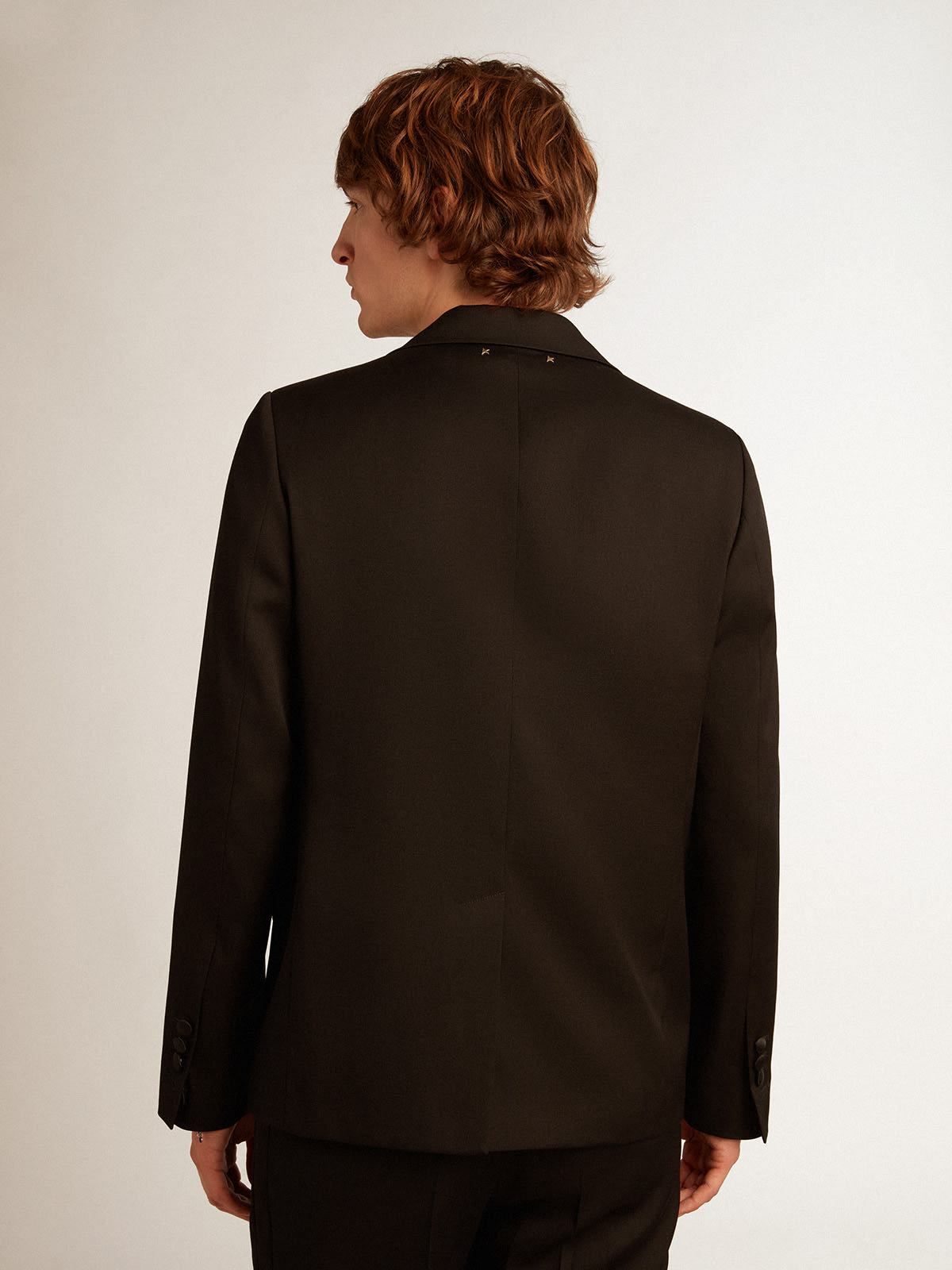 Golden Goose - Men’s tuxedo jacket in black wool gabardine in 