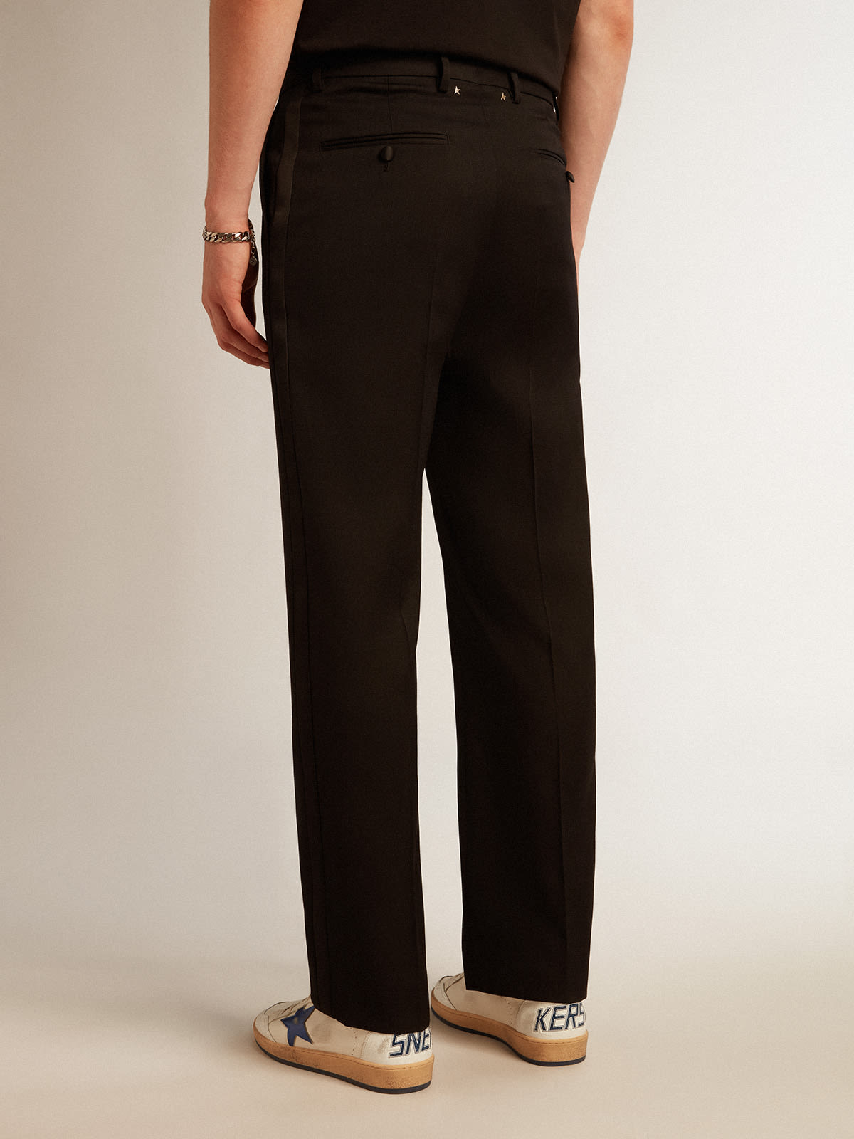 Golden Goose - Pantalón de esmoquin de hombre en gabardina de lana color negro in 