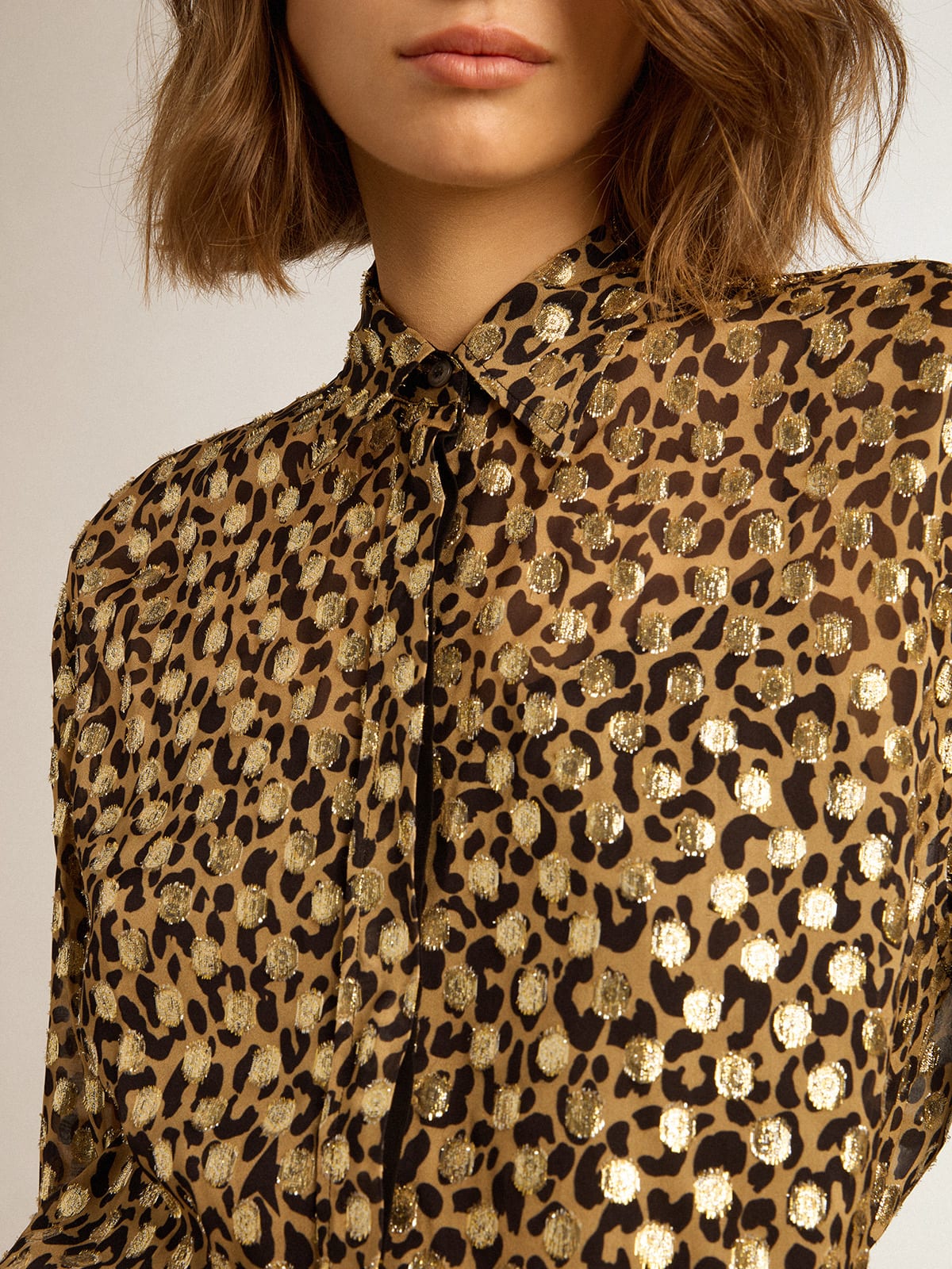 Golden Goose - Camicia boyfriend da donna con stampa animalier e fil coupé dorato in 