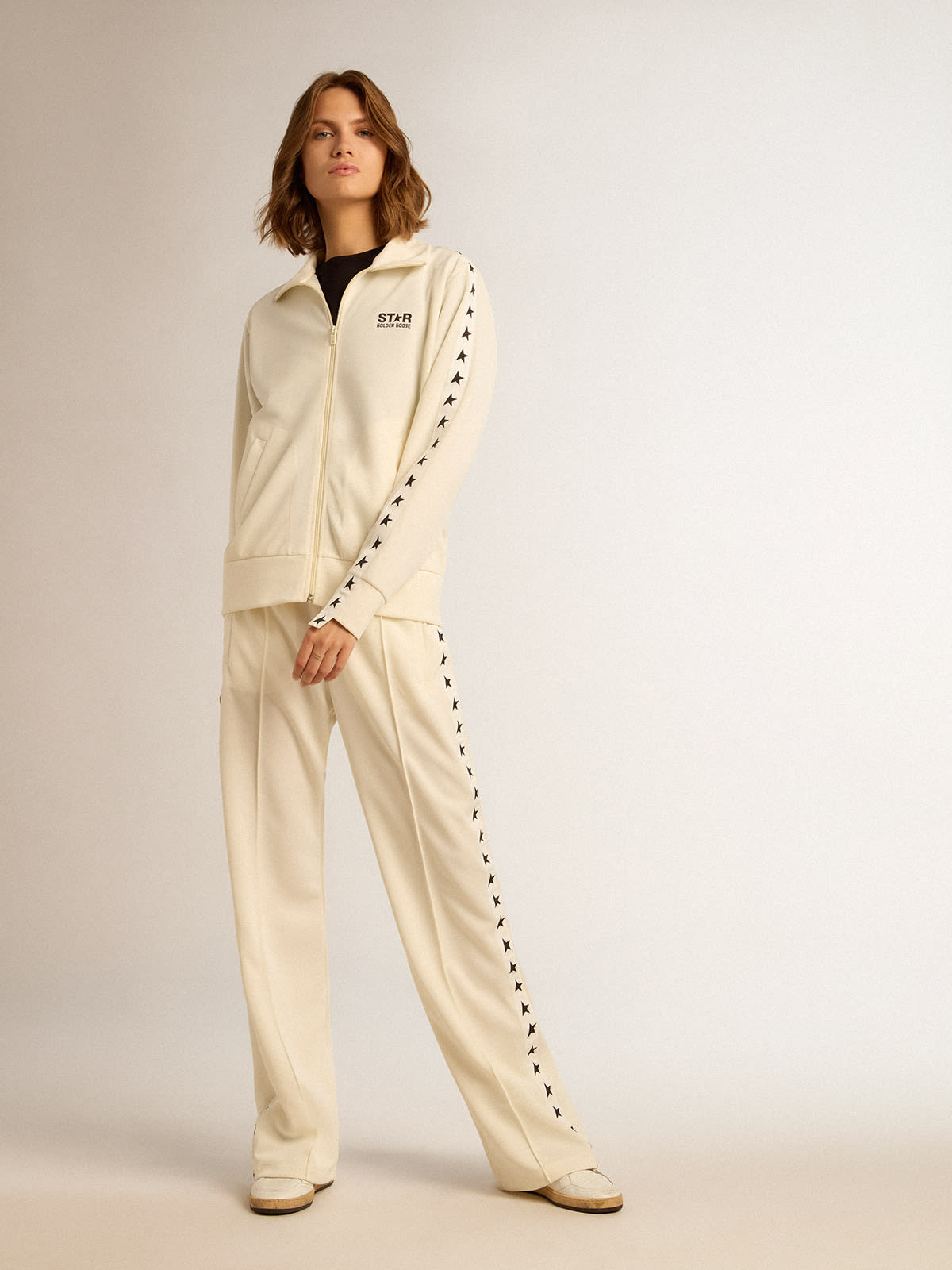 Golden Goose - Pantalon de jogging blanc pour femme avec étoiles sur les côtés in 