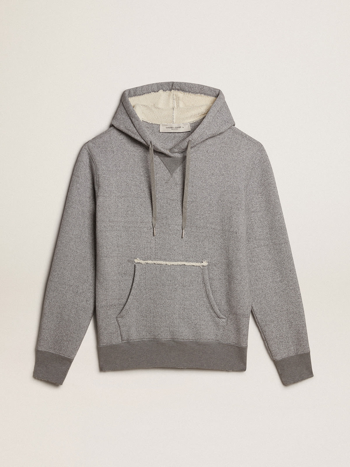 Golden Goose - Gray melange cotton sweatshirt with hood in 
