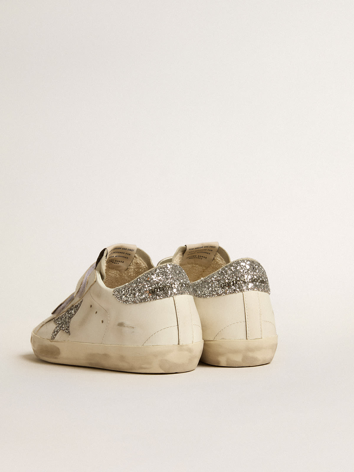 Women\'s Old School with silver glitter star and ice-gray suede tongue |  Golden Goose