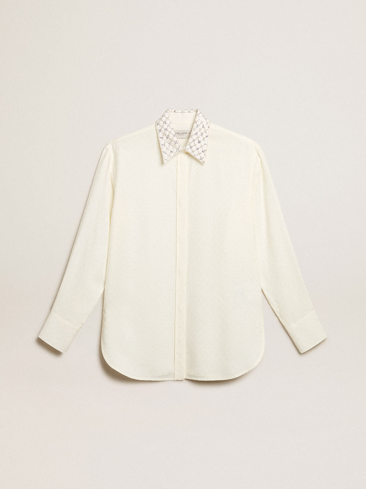 Golden Goose - Shirt in vintage white with jacquard design and embroidery in 