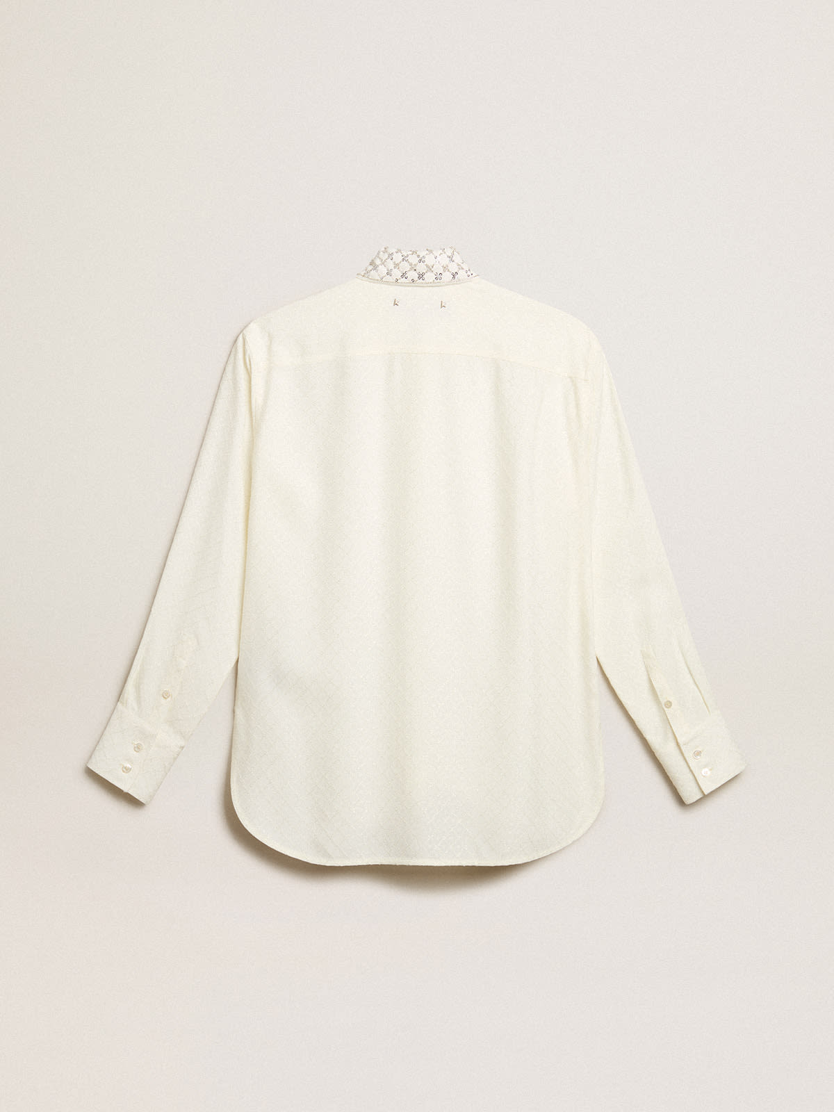Golden Goose - Camisa color blanco antiguo con motivo jacquard y bordados in 