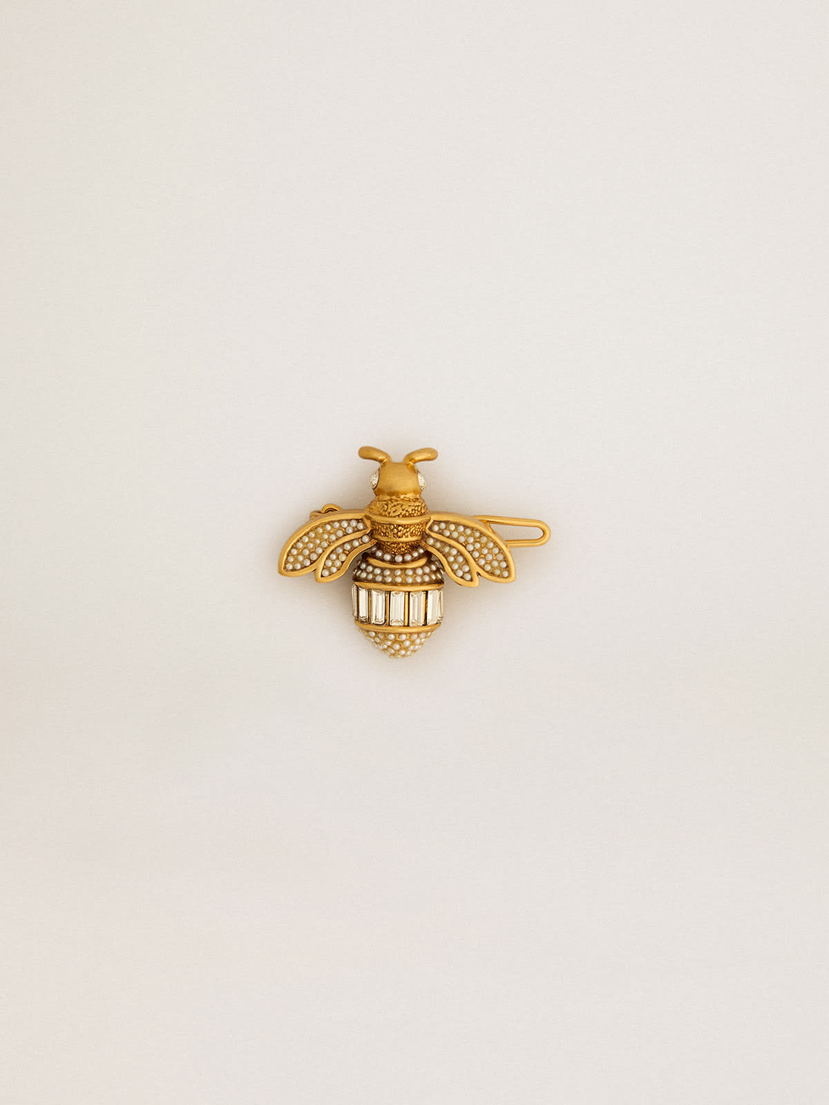 Golden Goose - Fermalacci a forma di ape color oro antico con cristalli in 