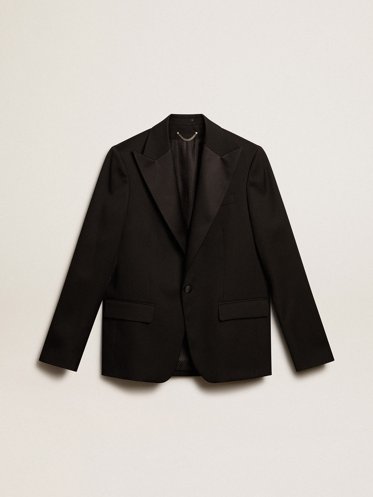 Men s tuxedo jacket in black wool gabardine Golden Goose