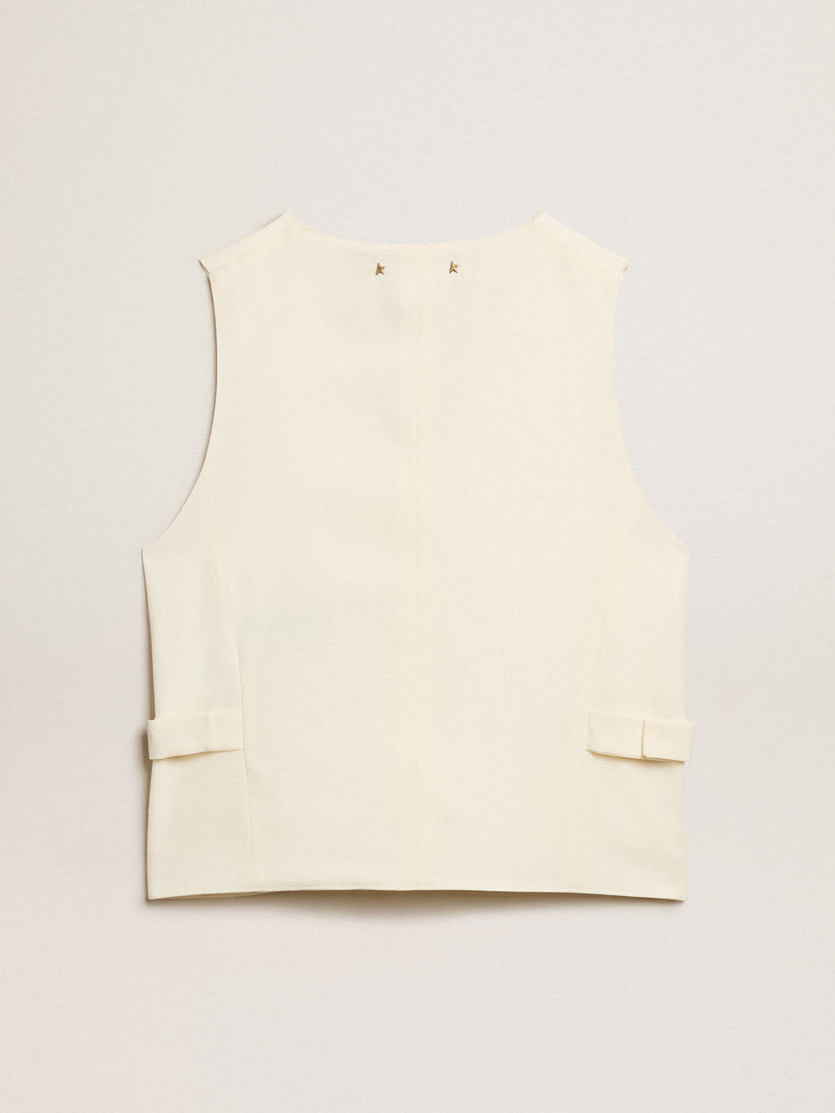 Chaleco con cuello en V de mujer color blanco envejecido | Golden Goose